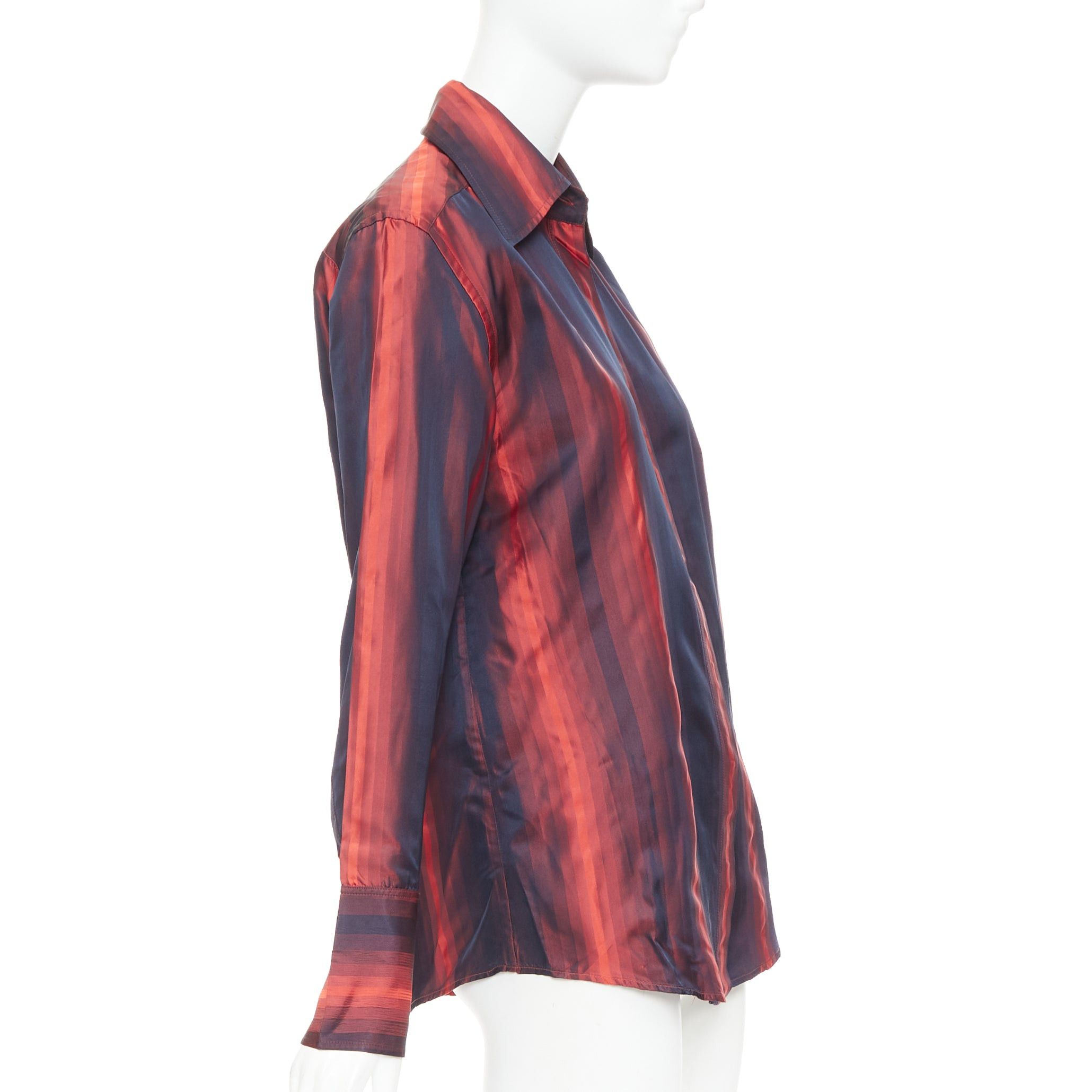 Gucci GUCCI 1997 Tom Ford Vintage orange black gradient striped shirt IT40 S Size S / US 4 / IT 40 - 4 Thumbnail