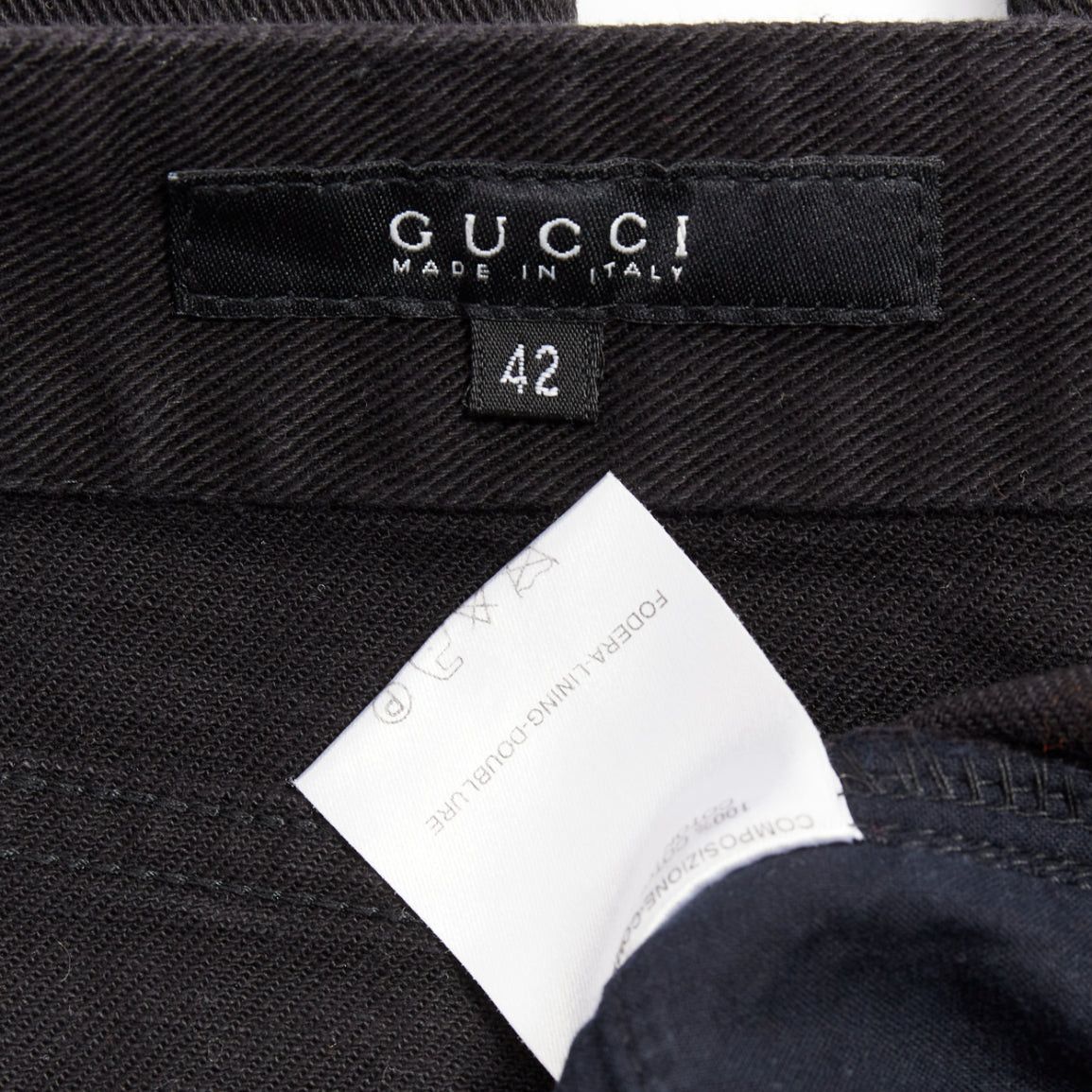 Gucci GUCCI 2003 black cotton GG topstitch logo back pocket mid waist flare jeans IT42 M Size 28" / US 6 / IT 42 - 8 Thumbnail