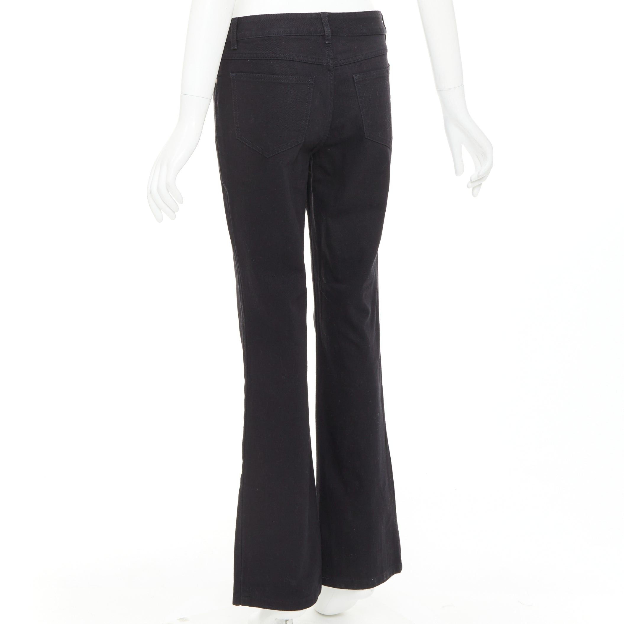 Gucci GUCCI 2003 black cotton GG topstitch logo back pocket mid waist flare jeans IT42 M Size 28" / US 6 / IT 42 - 6 Thumbnail