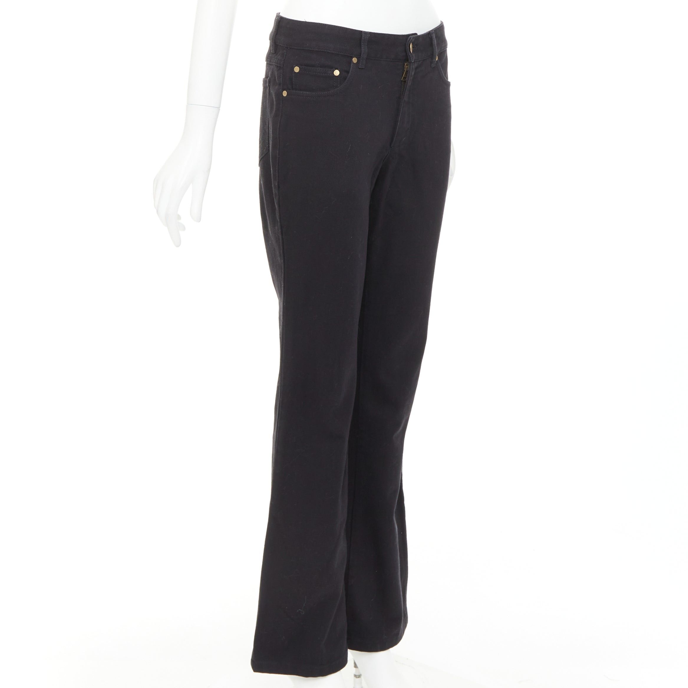 Gucci GUCCI 2003 black cotton GG topstitch logo back pocket mid waist flare jeans IT42 M Size 28" / US 6 / IT 42 - 3 Thumbnail