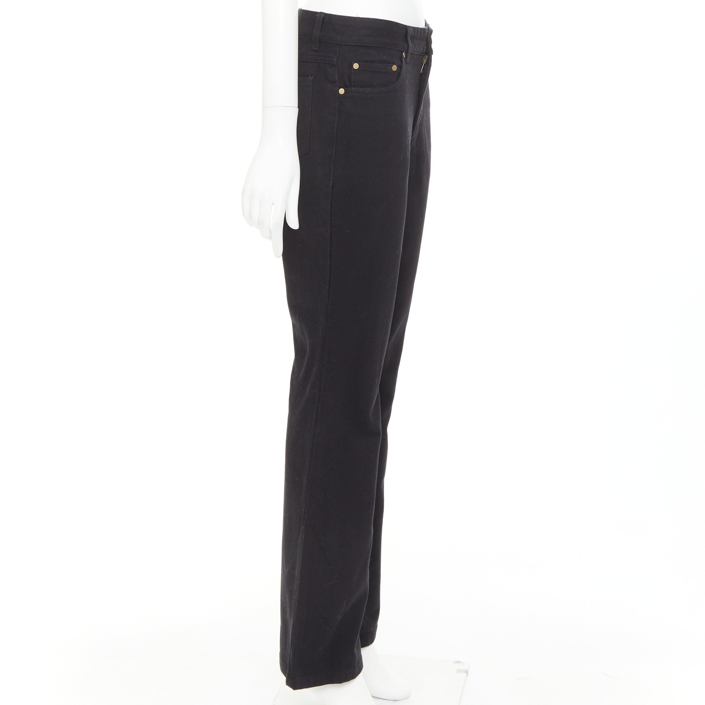 Gucci GUCCI 2003 black cotton GG topstitch logo back pocket mid waist flare jeans IT42 M Size 28" / US 6 / IT 42 - 4 Thumbnail