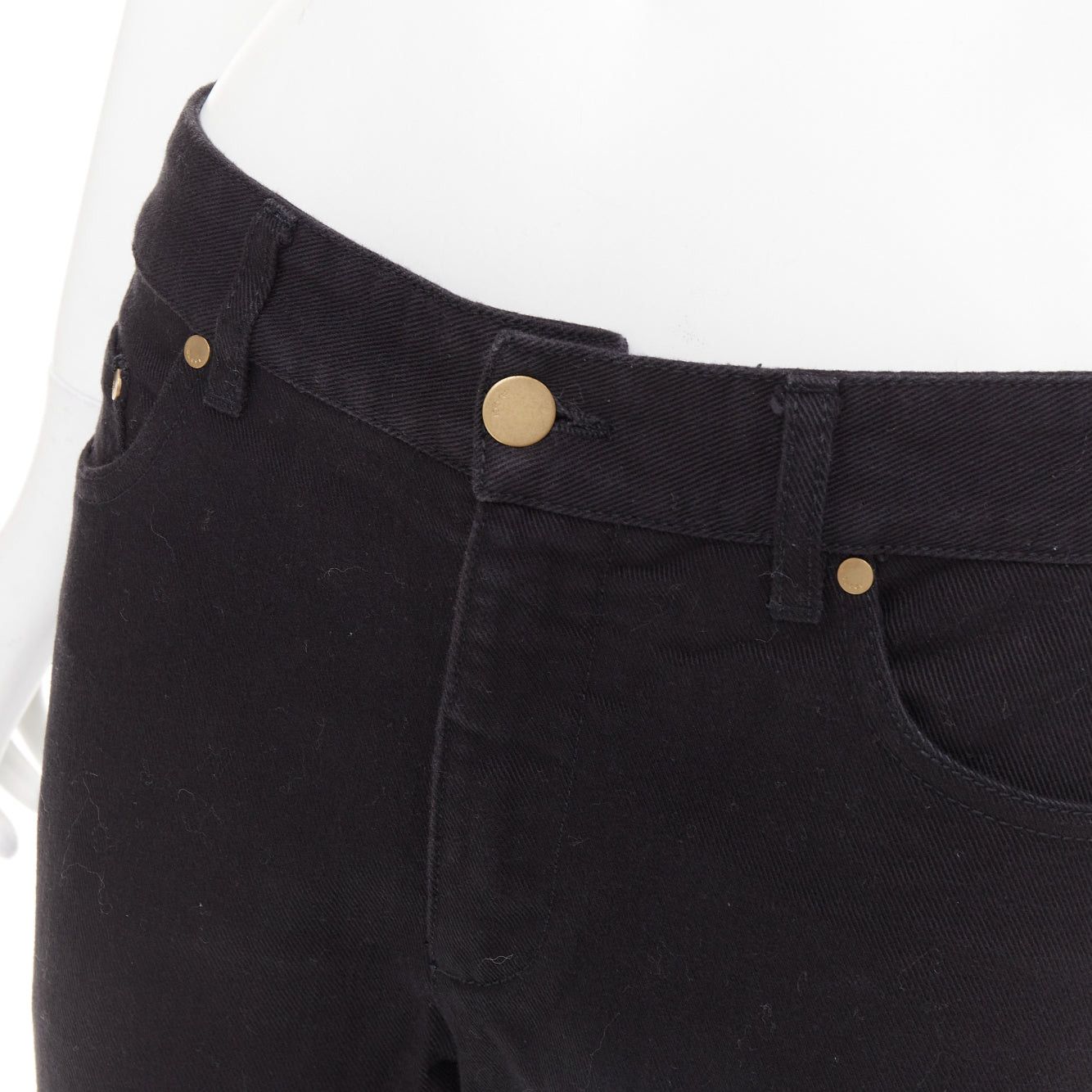 Gucci GUCCI 2003 black cotton GG topstitch logo back pocket mid waist flare jeans IT42 M Size 28" / US 6 / IT 42 - 7 Thumbnail