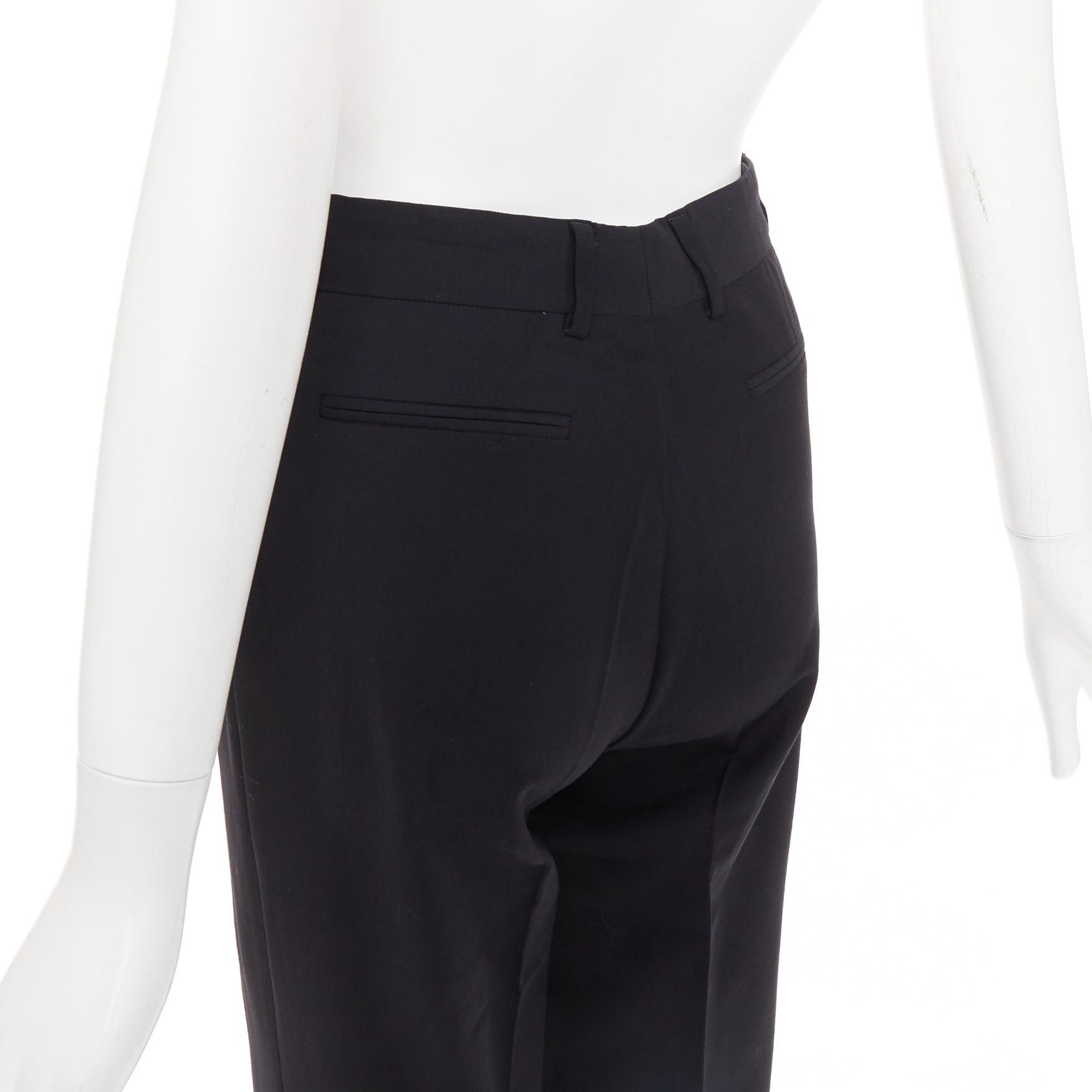Gucci GUCCI Tom Ford black wooly curved pocket high waisted straight leg trousers IT38 XS Size 26" / US 2 / IT 38 - 7 Thumbnail