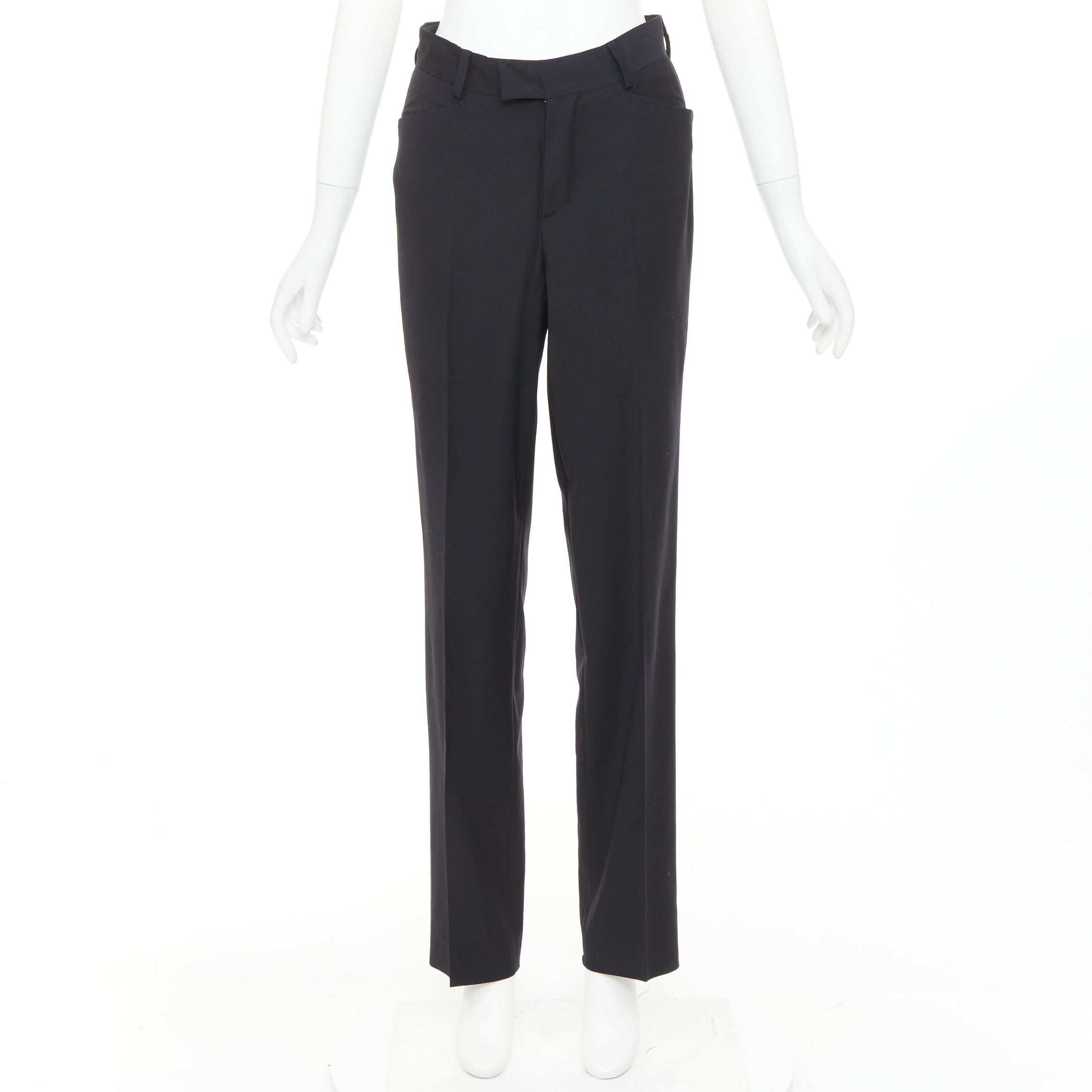 Gucci GUCCI Tom Ford black wooly curved pocket high waisted straight leg trousers IT38 XS Size 26" / US 2 / IT 38 - 9 Thumbnail
