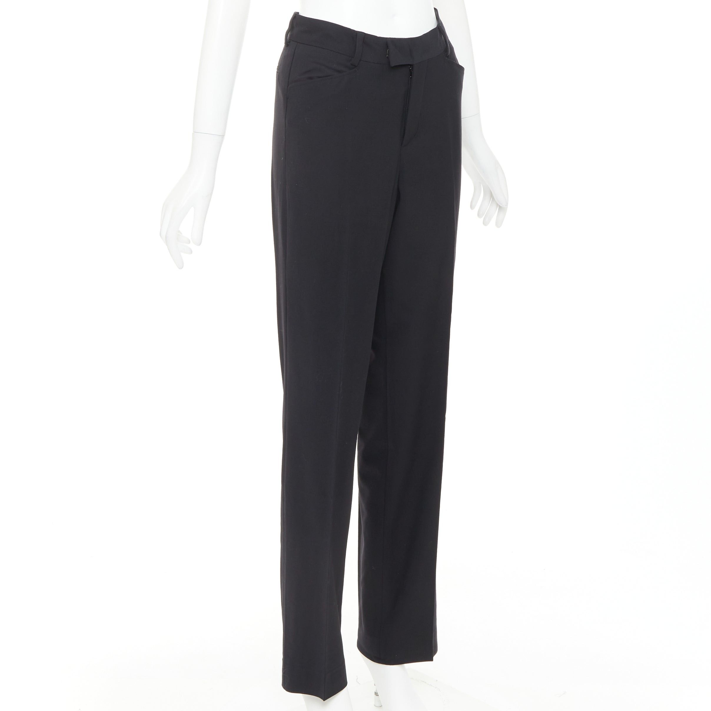 Gucci GUCCI Tom Ford black wooly curved pocket high waisted straight leg trousers IT38 XS Size 26" / US 2 / IT 38 - 3 Thumbnail