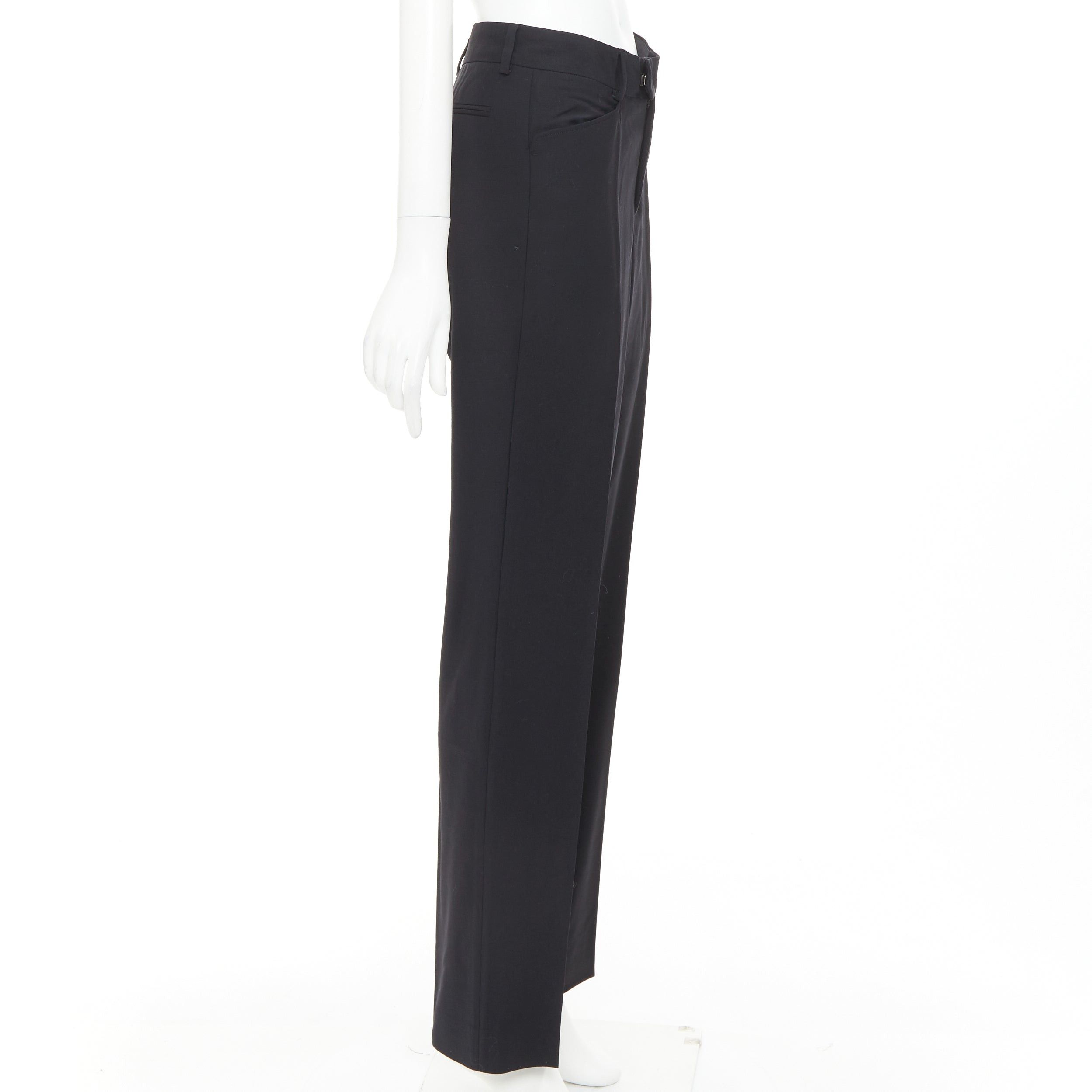 Gucci GUCCI Tom Ford black wooly curved pocket high waisted straight leg trousers IT38 XS Size 26" / US 2 / IT 38 - 4 Thumbnail
