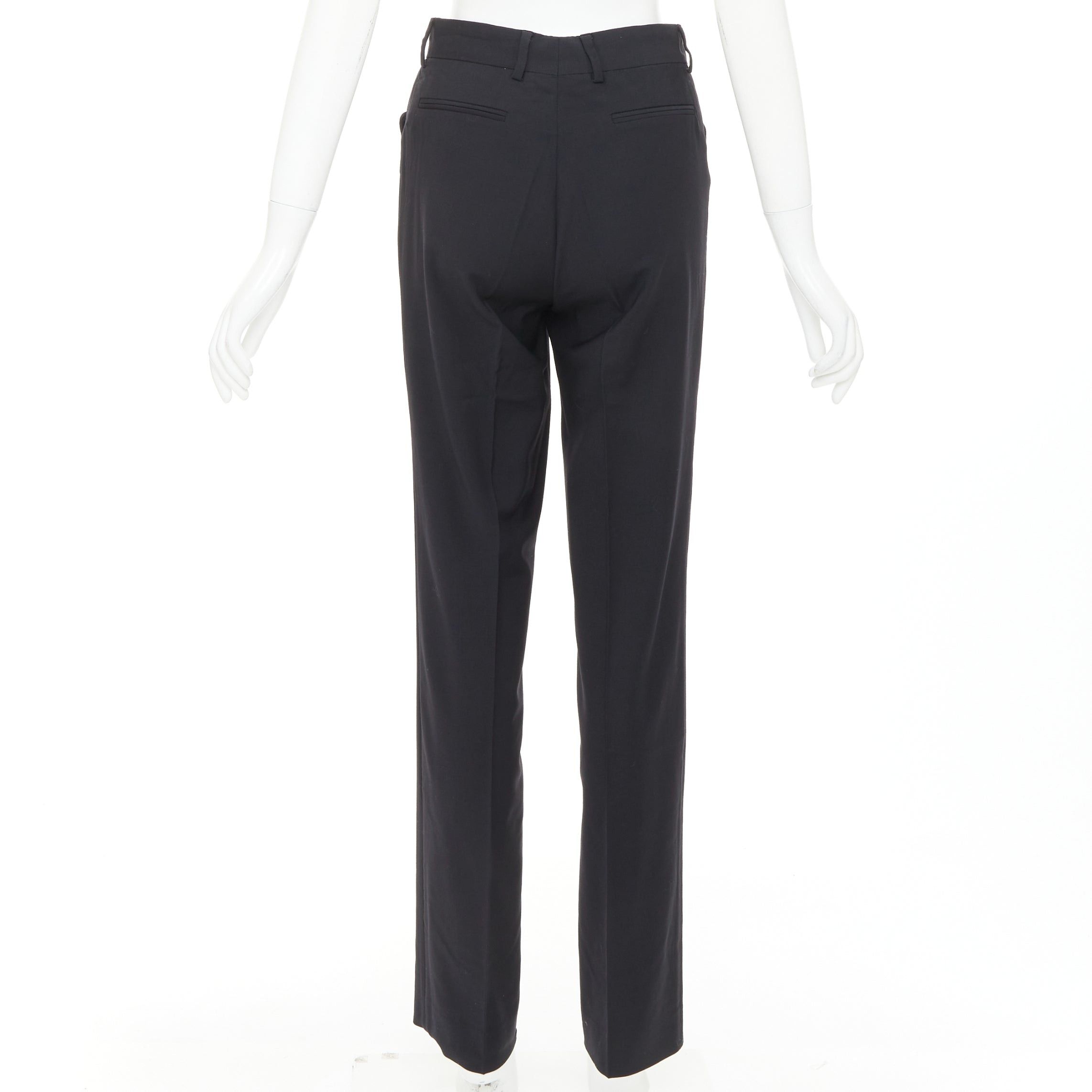 Gucci GUCCI Tom Ford black wooly curved pocket high waisted straight leg trousers IT38 XS Size 26" / US 2 / IT 38 - 5 Thumbnail