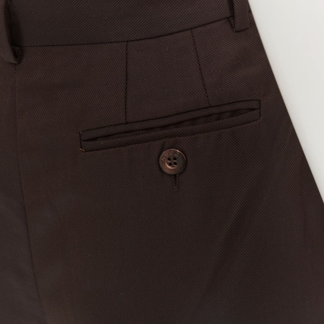 Gucci GUCCI Tom Ford chocolate brown curved pocket high waist flare trousers IT40 S Size 27" / US 4 / IT 40 - 7 Thumbnail