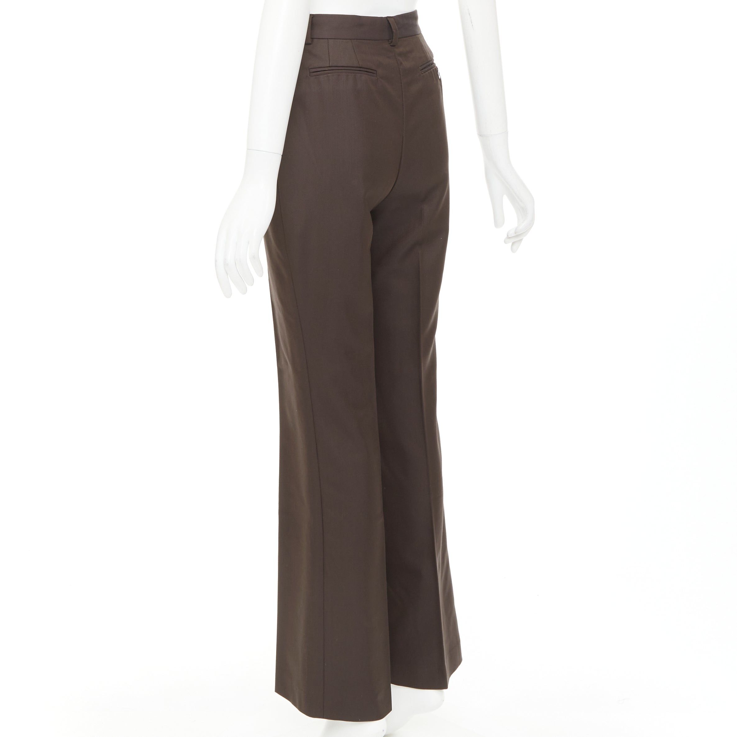 Gucci GUCCI Tom Ford chocolate brown curved pocket high waist flare trousers IT40 S Size 27" / US 4 / IT 40 - 6 Thumbnail