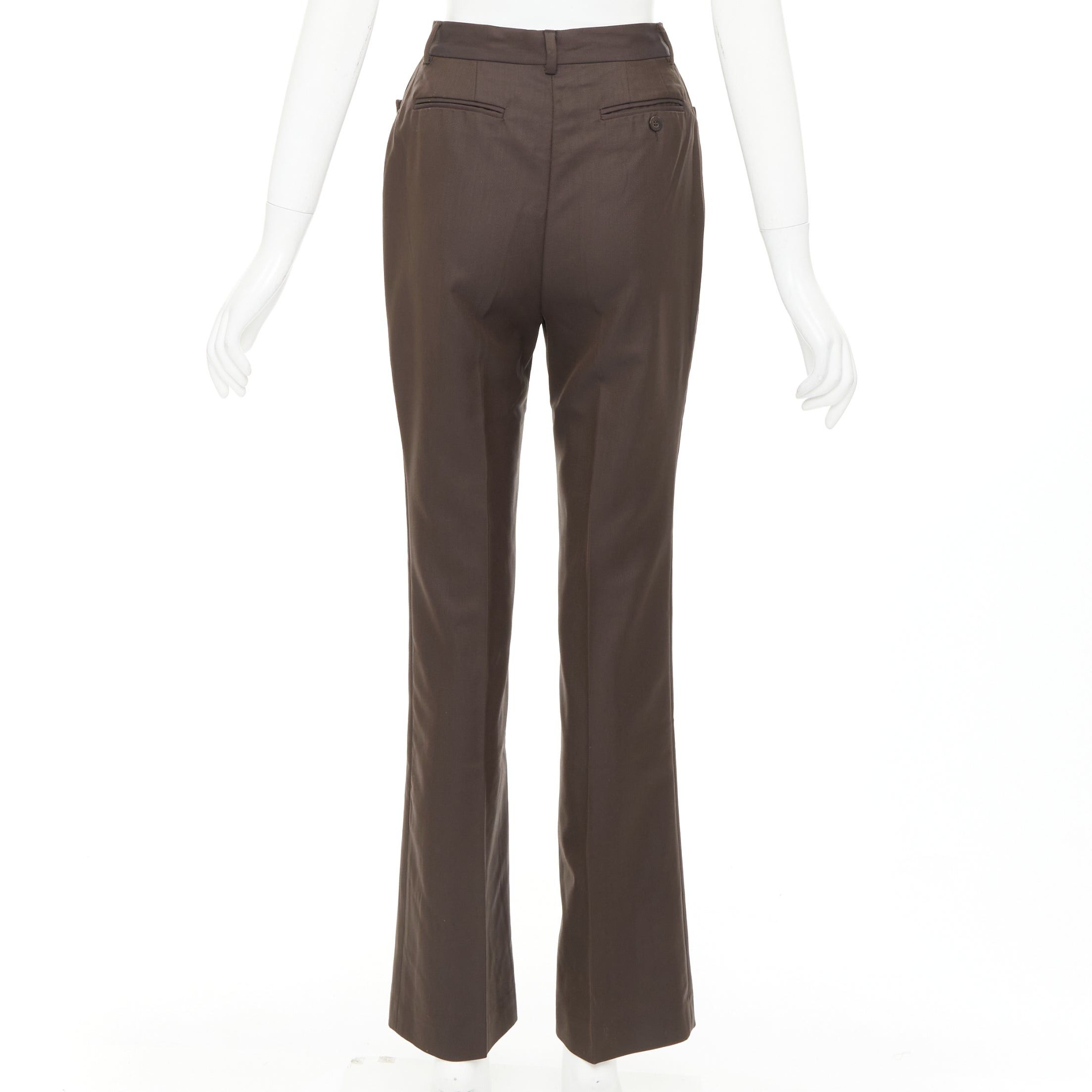 Gucci GUCCI Tom Ford chocolate brown curved pocket high waist flare trousers IT40 S Size 27" / US 4 / IT 40 - 5 Thumbnail