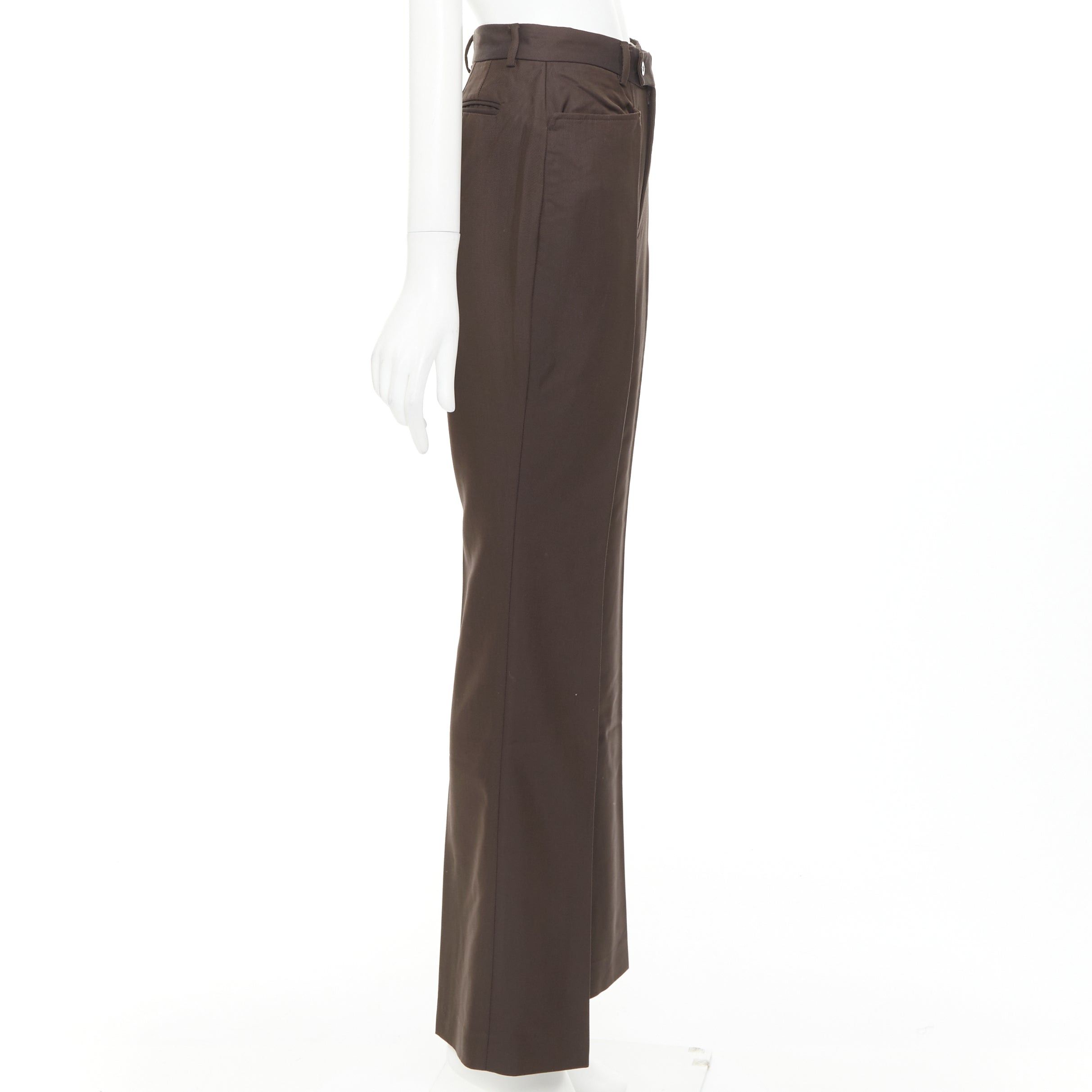 Gucci GUCCI Tom Ford chocolate brown curved pocket high waist flare trousers IT40 S Size 27" / US 4 / IT 40 - 4 Thumbnail