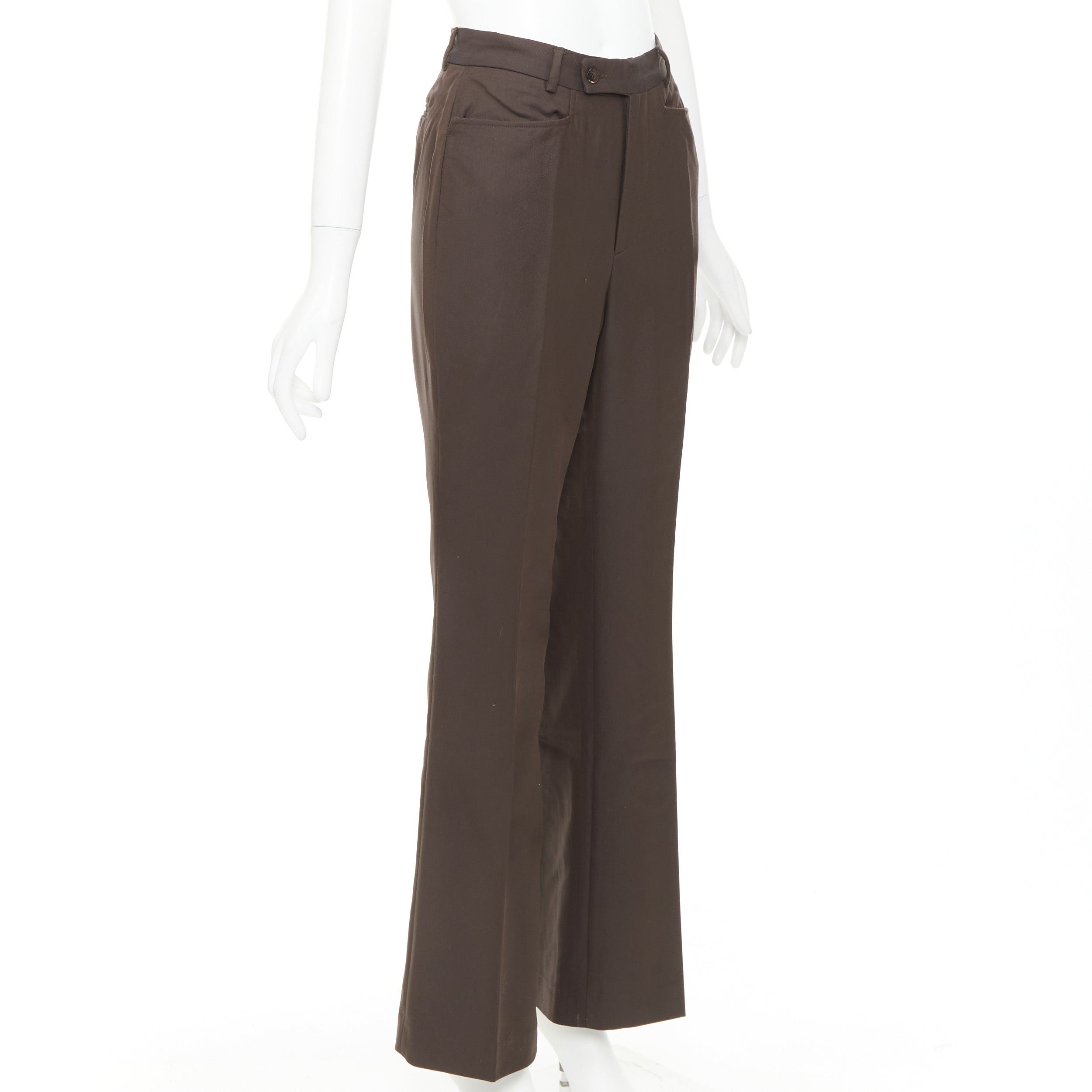 Gucci GUCCI Tom Ford chocolate brown curved pocket high waist flare trousers IT40 S Size 27" / US 4 / IT 40 - 3 Thumbnail