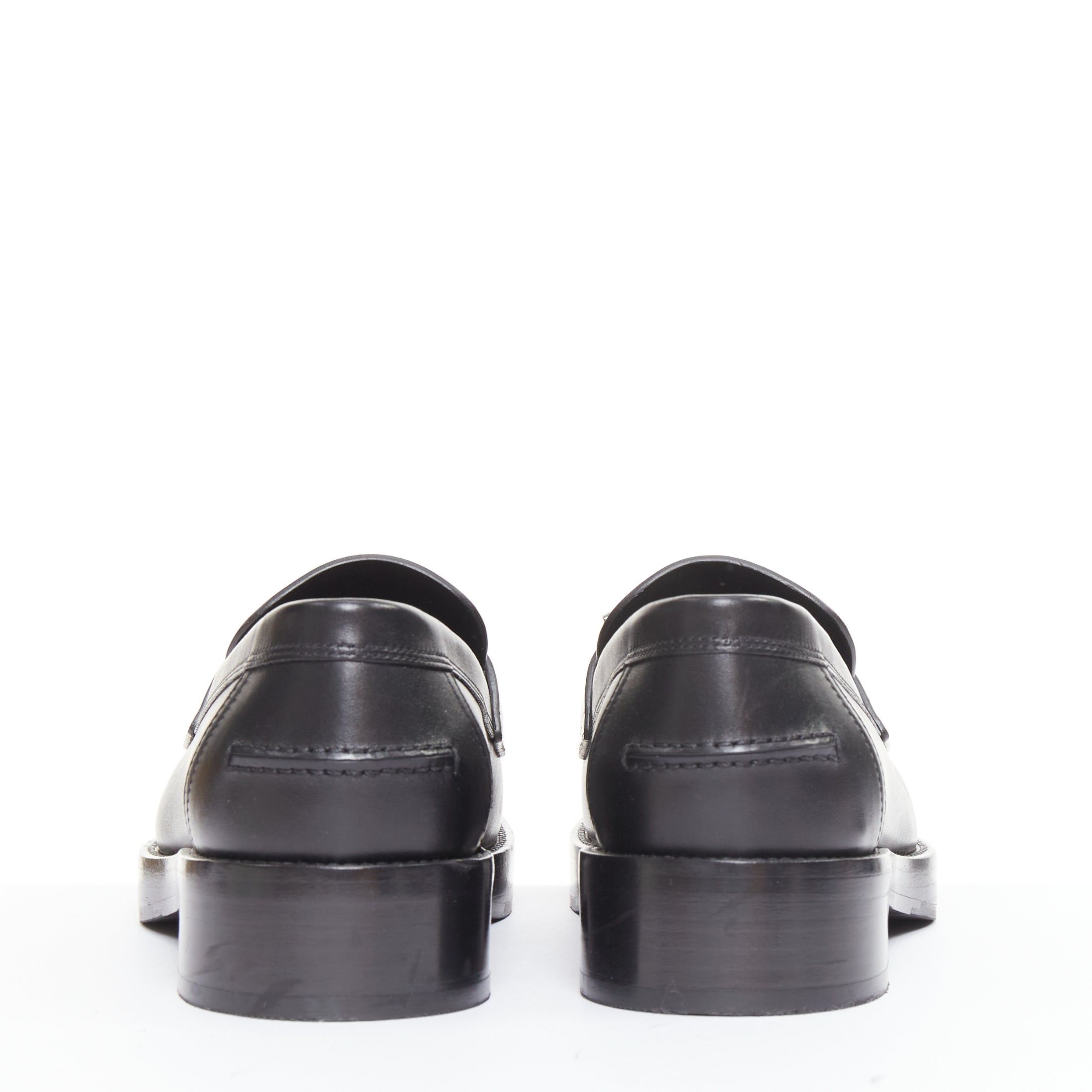 Hermes HERMES 2023 Hot Loafer black calfskin leather palladium Kelly buckle chunky shoes EU38.5 Size US 8.5 / IT 38.5 - 6 Thumbnail