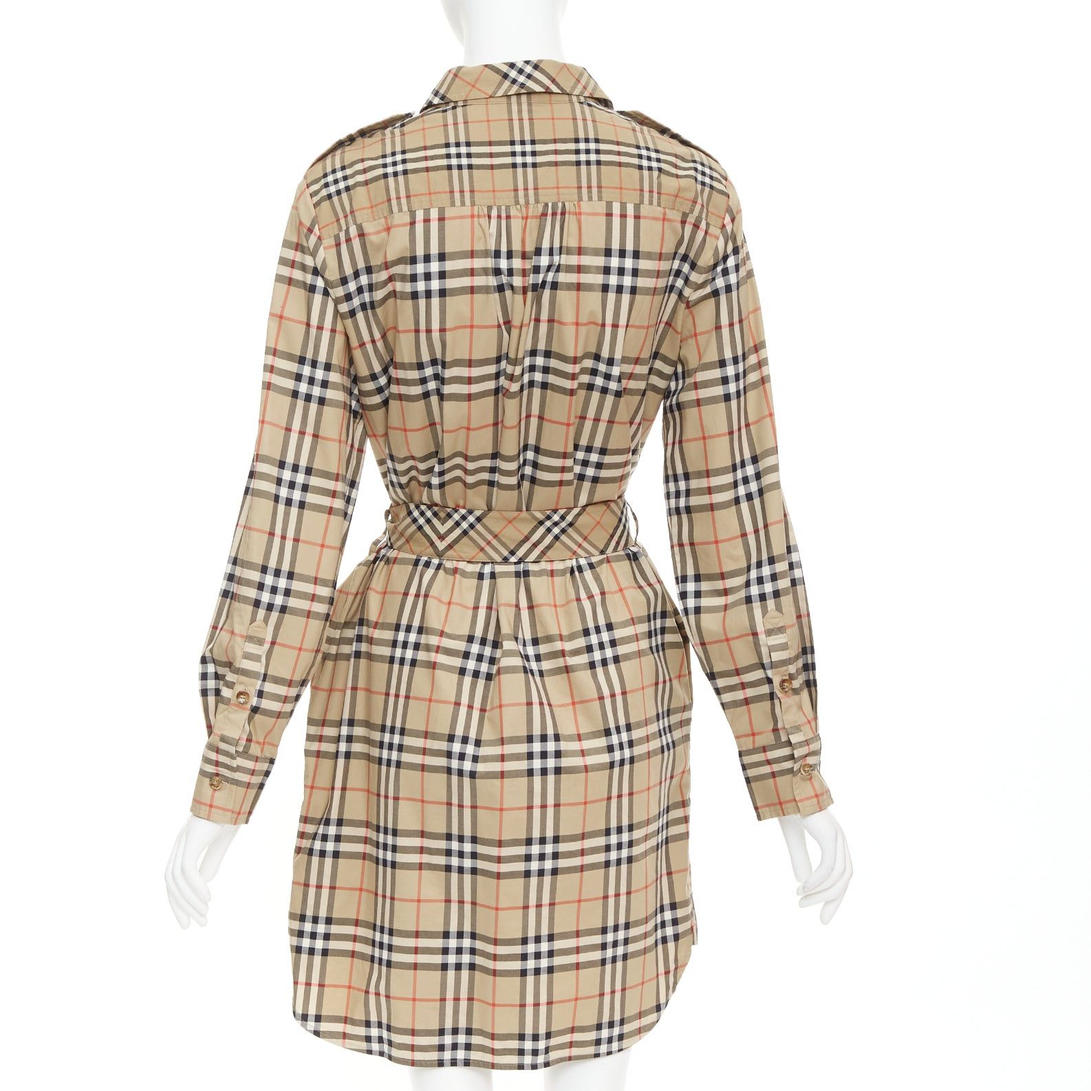 Burberry BURBERRY Archive Beige Vintage Check cotton blend button down belted shirt dress UK10 S Size M / US 6-8 / IT 42-44 - 5 Thumbnail