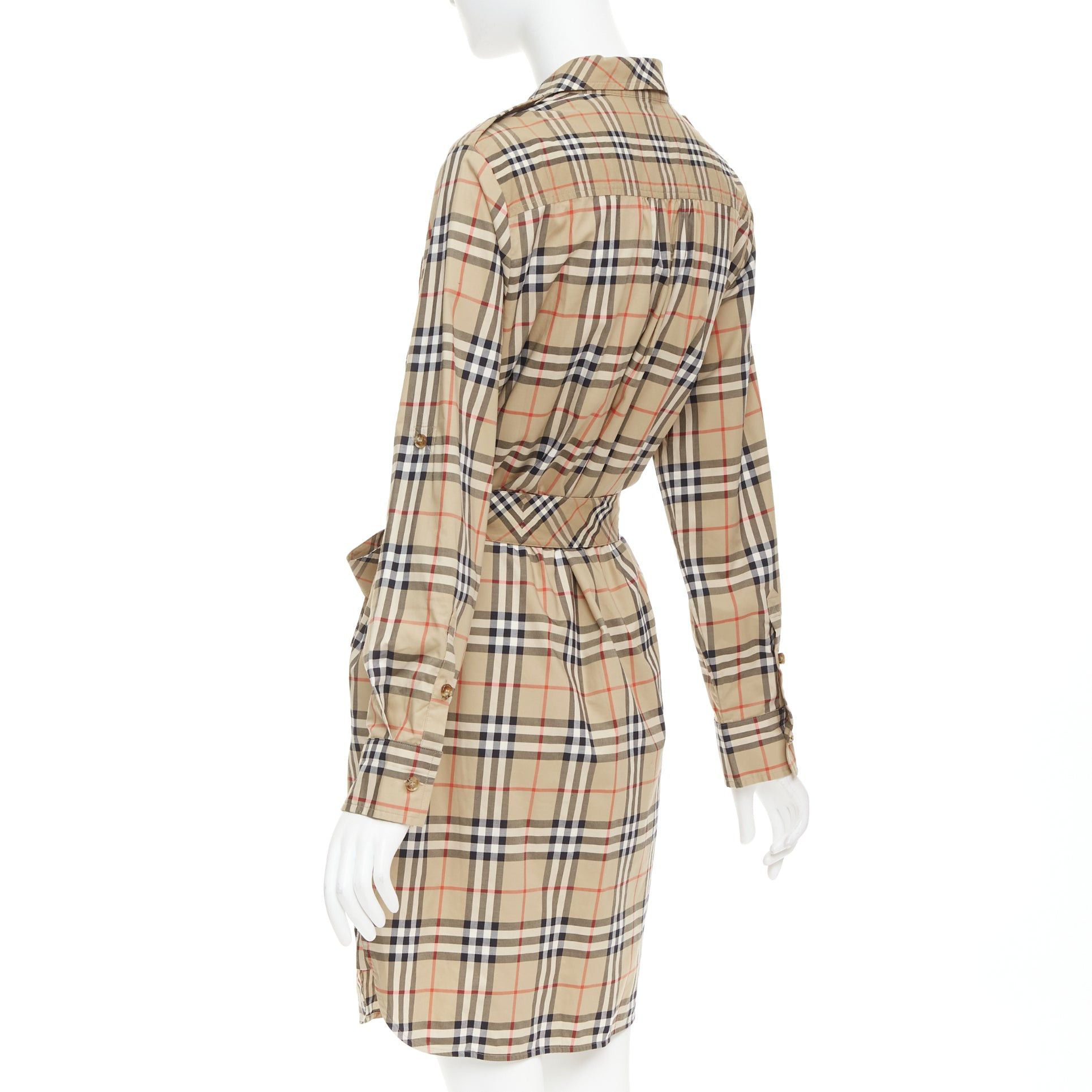Burberry BURBERRY Archive Beige Vintage Check cotton blend button down belted shirt dress UK10 S Size M / US 6-8 / IT 42-44 - 6 Thumbnail