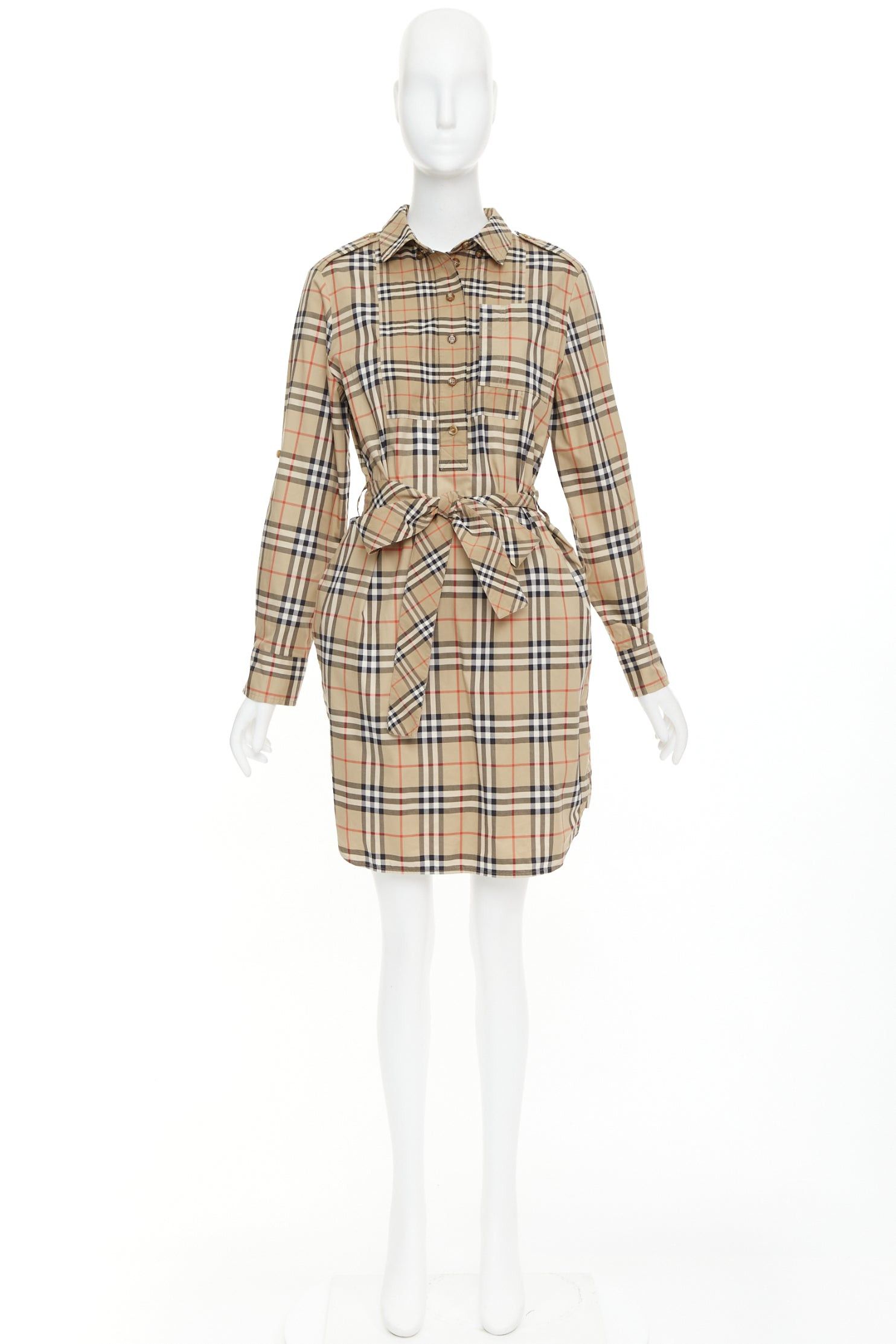 Burberry BURBERRY Archive Beige Vintage Check cotton blend button down belted shirt dress UK10 S Size M / US 6-8 / IT 42-44 - 9 Thumbnail