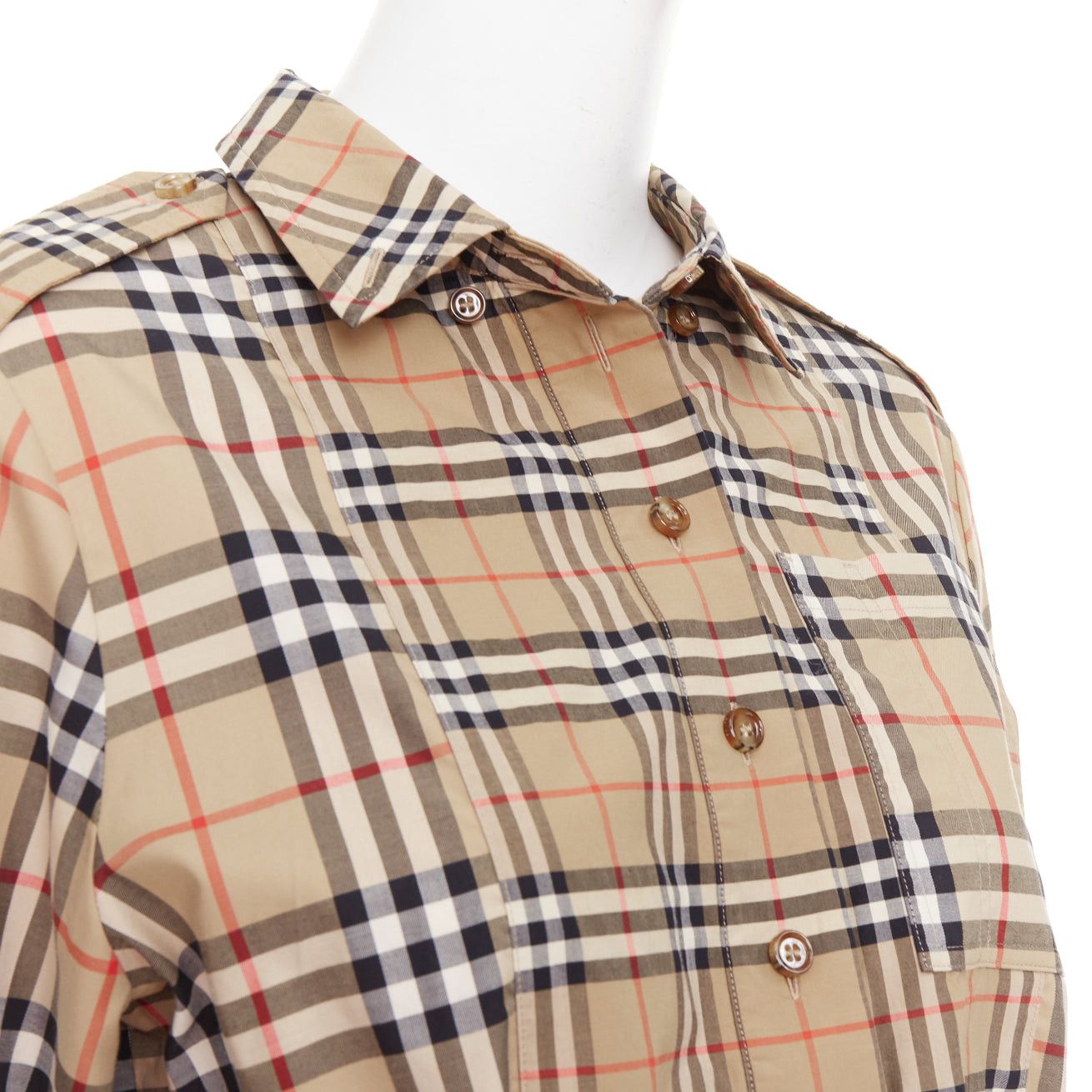Burberry BURBERRY Archive Beige Vintage Check cotton blend button down belted shirt dress UK10 S Size M / US 6-8 / IT 42-44 - 7 Thumbnail