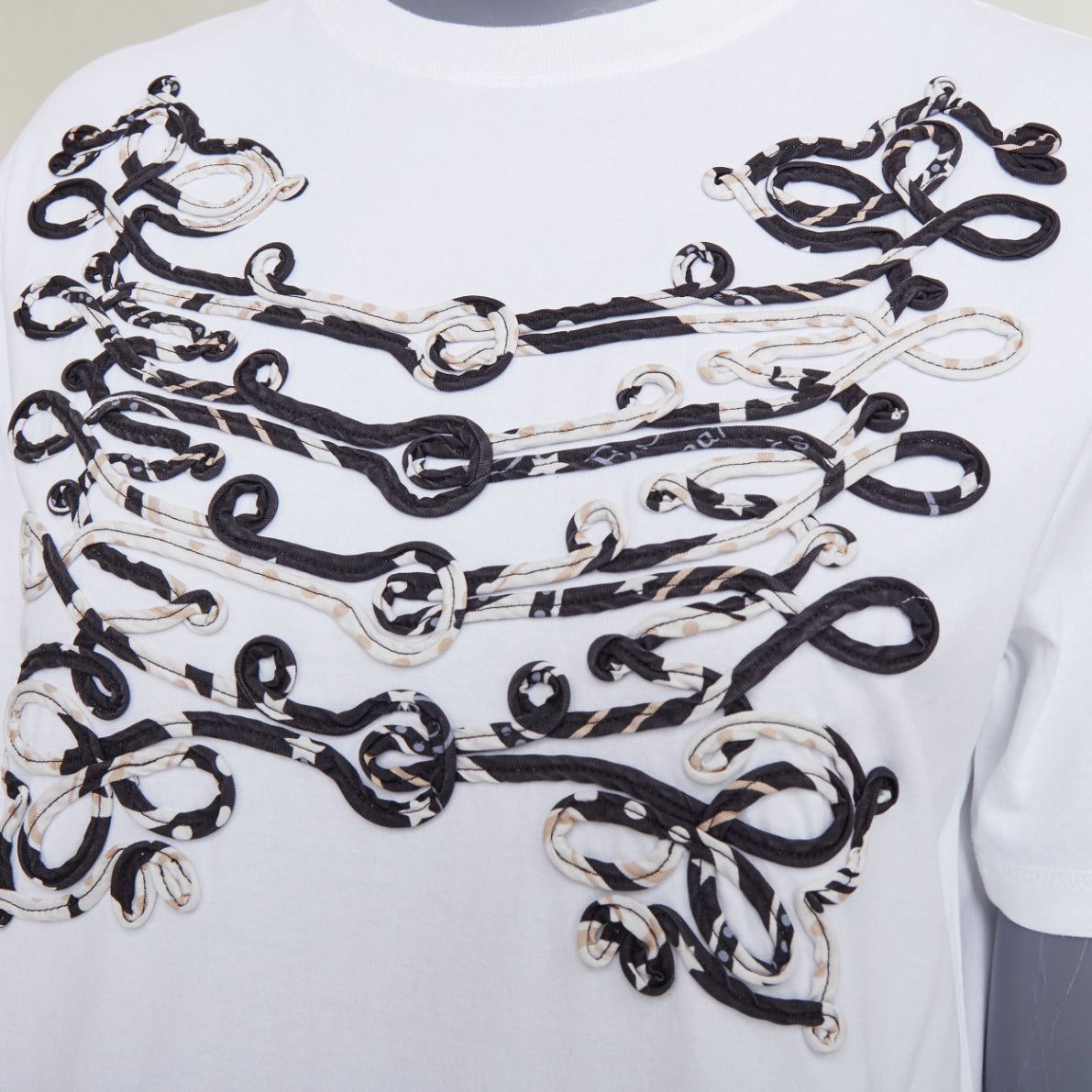Hermes HERMES Mors et Gourmettes Equstrian bit silk applique white cotton tshirt dress FR36 S Size S / US 4 / IT 40 - 2 Thumbnail