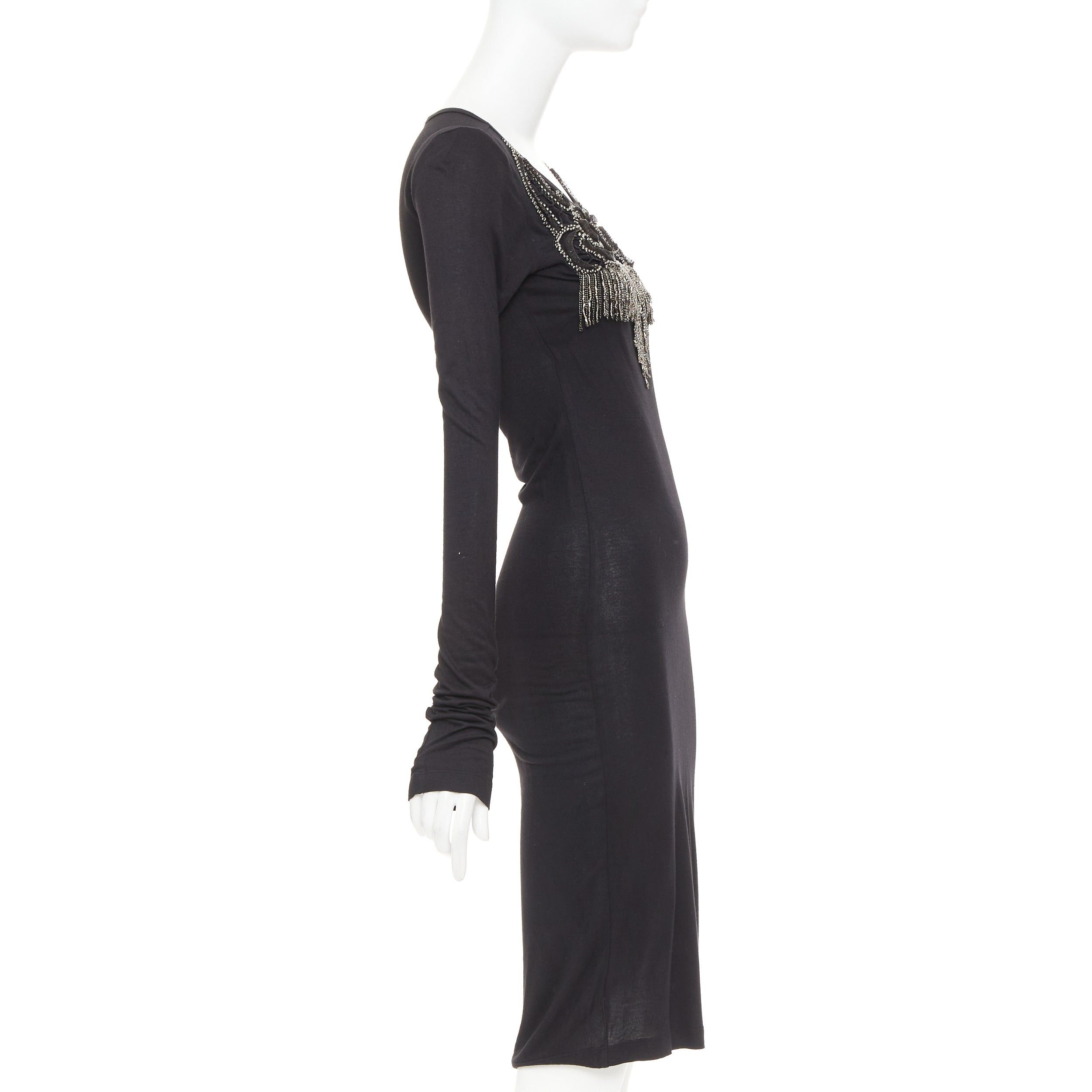 Givenchy GIVENCHY black silver crystal chain fringe embellished modal dress XS Size S / US 4 / IT 40 - 4 Thumbnail