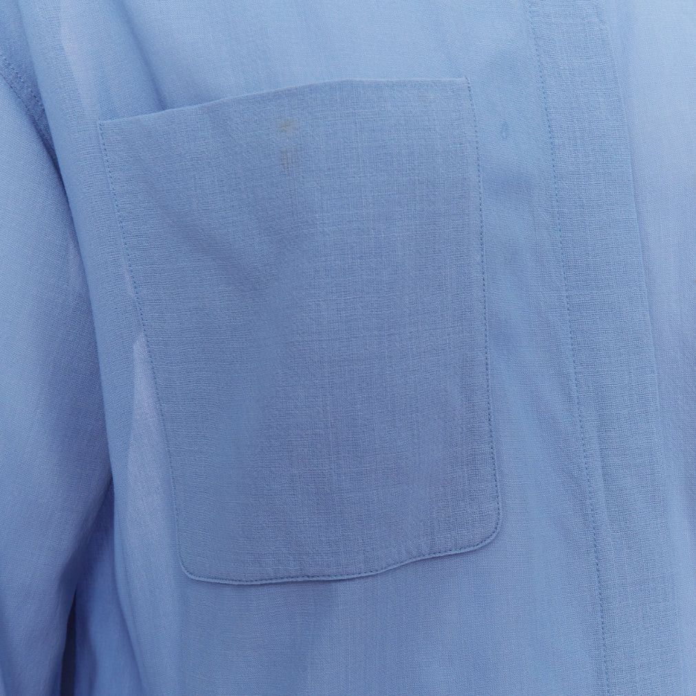 Hermes HERMES blue virgin wool band collar rolled tab sleeves tunic shirt dress FR36 S Size S / US 4 / IT 40 - 9 Thumbnail