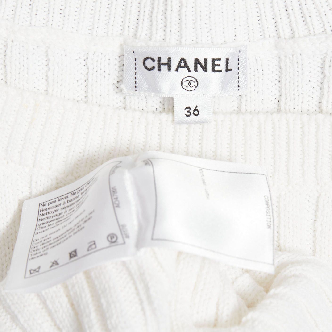 Chanel CHANEL white ribbed cotton knit CC logo buckle sash sweater FR36 S Size S / US 4 / IT 40 - 9 Thumbnail