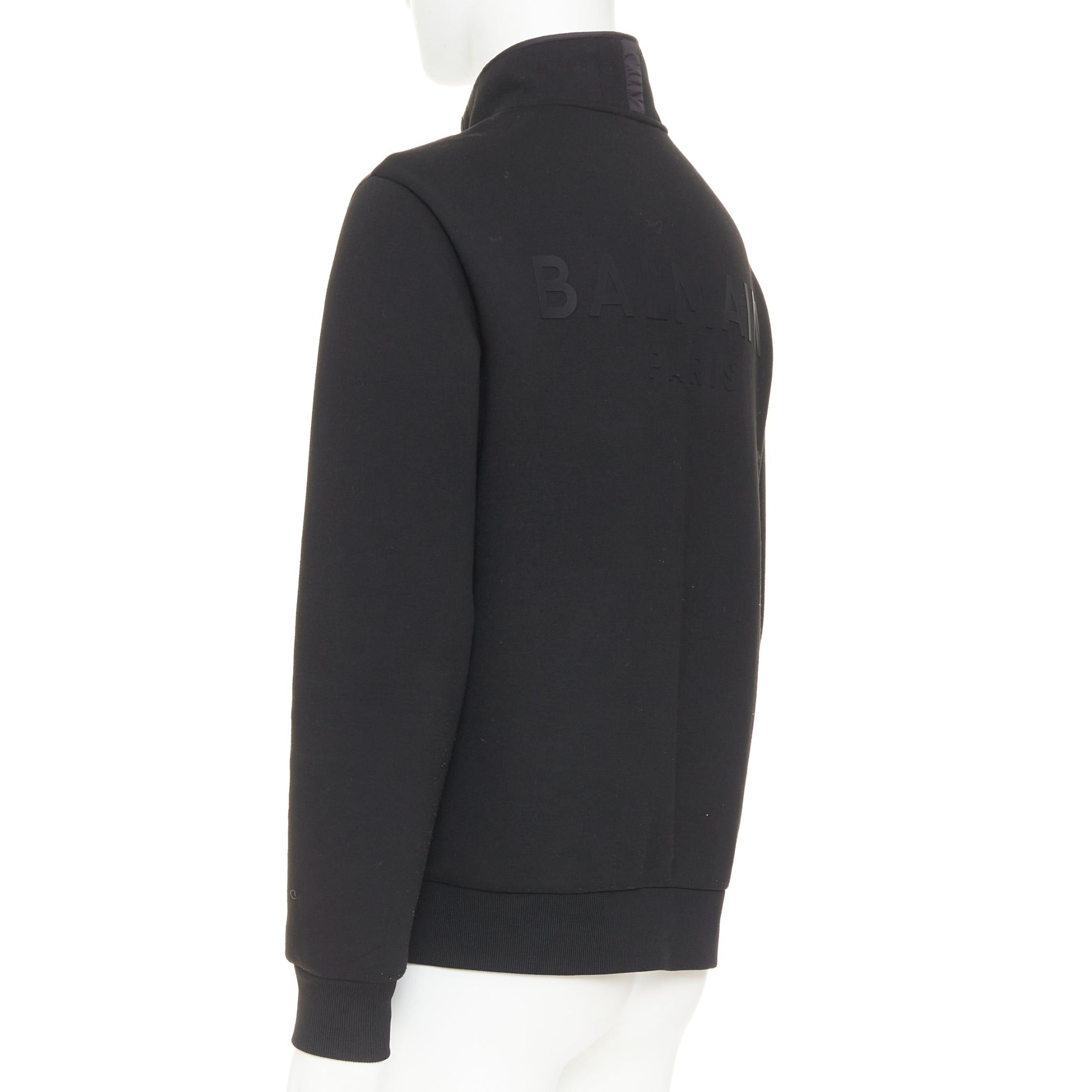 Balmain BALMAIN black mixed quilted puffer logo neoprene sleeves zip up jacket EU50 L Size US L / EU 52-54 / 3 - 6 Thumbnail