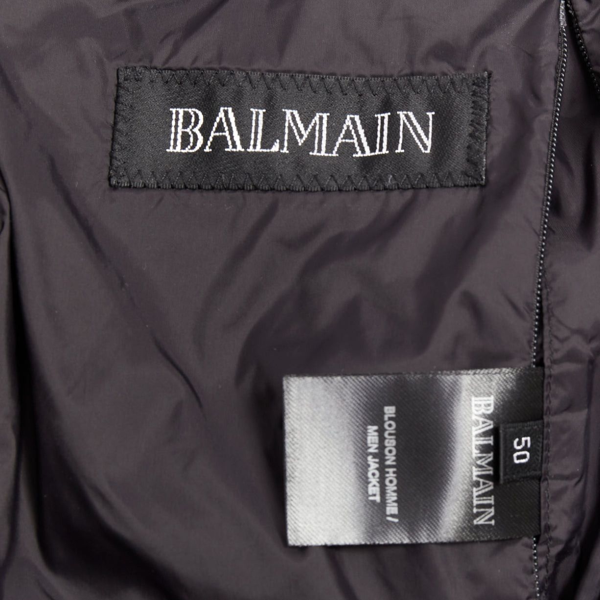 Balmain BALMAIN black mixed quilted puffer logo neoprene sleeves zip up jacket EU50 L Size US L / EU 52-54 / 3 - 9 Thumbnail