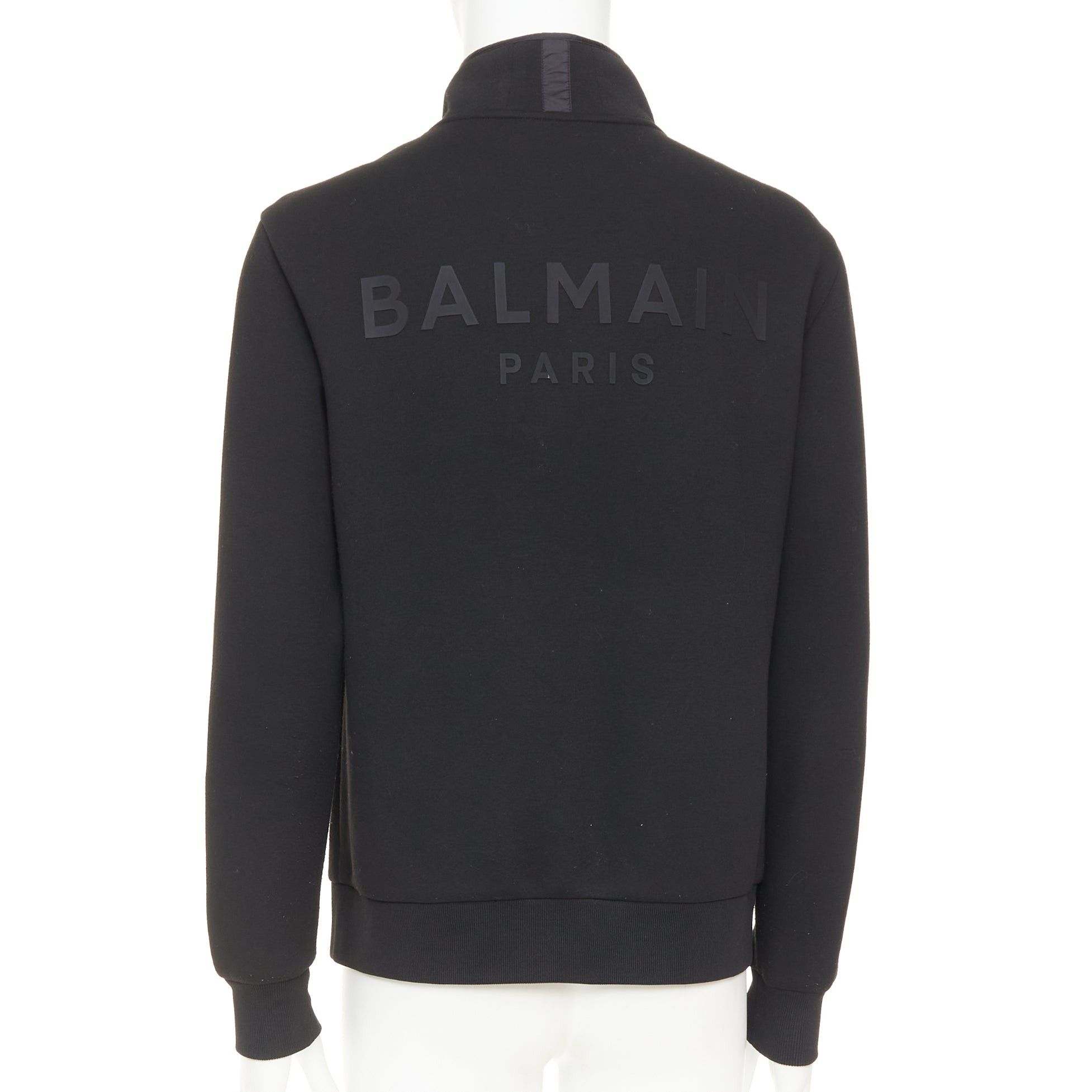 Balmain BALMAIN black mixed quilted puffer logo neoprene sleeves zip up jacket EU50 L Size US L / EU 52-54 / 3 - 2 Thumbnail