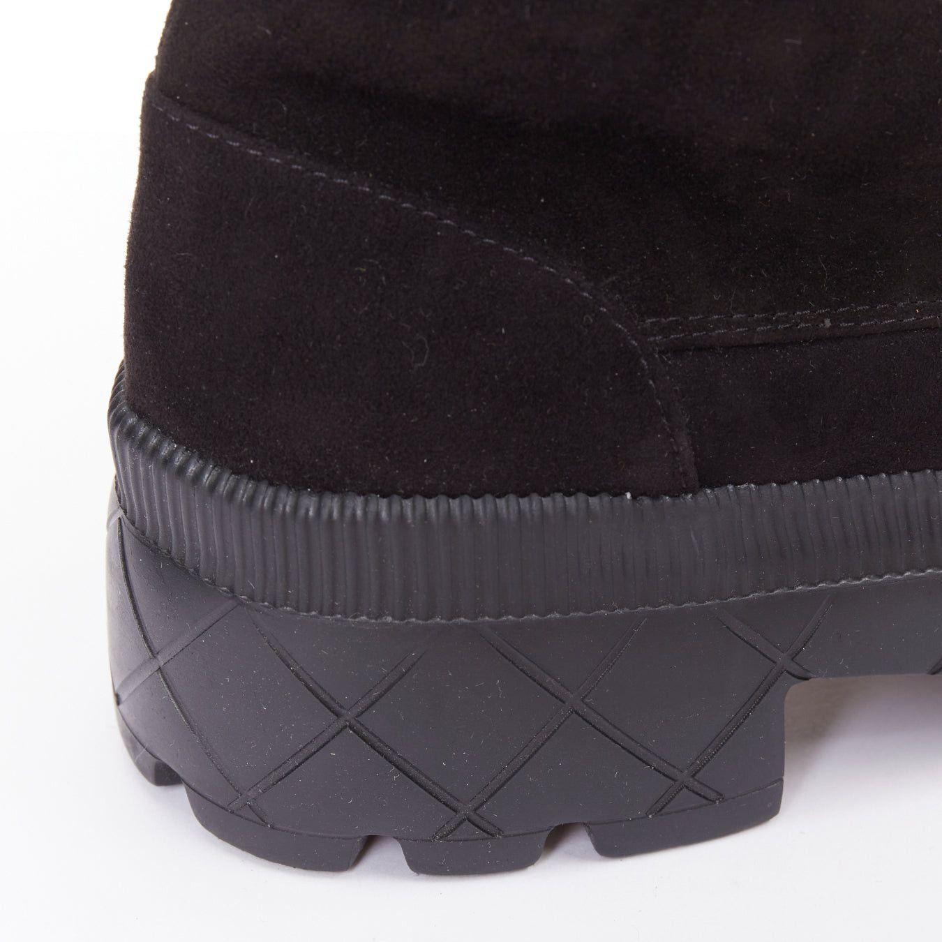 Chanel CHANEL 2023 black quilted suede silver CC cap toe platform laced combat boots EU37.5 Size US 7.5 / IT 37.5 - 8 Thumbnail