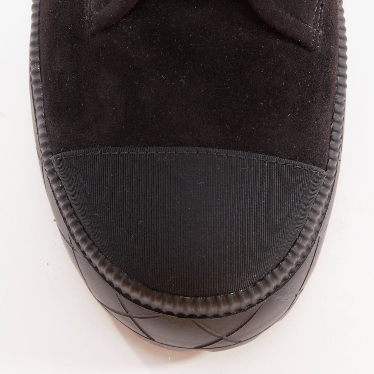 Chanel CHANEL 2023 black quilted suede silver CC cap toe platform laced combat boots EU37.5 Size US 7.5 / IT 37.5 - 6 Thumbnail
