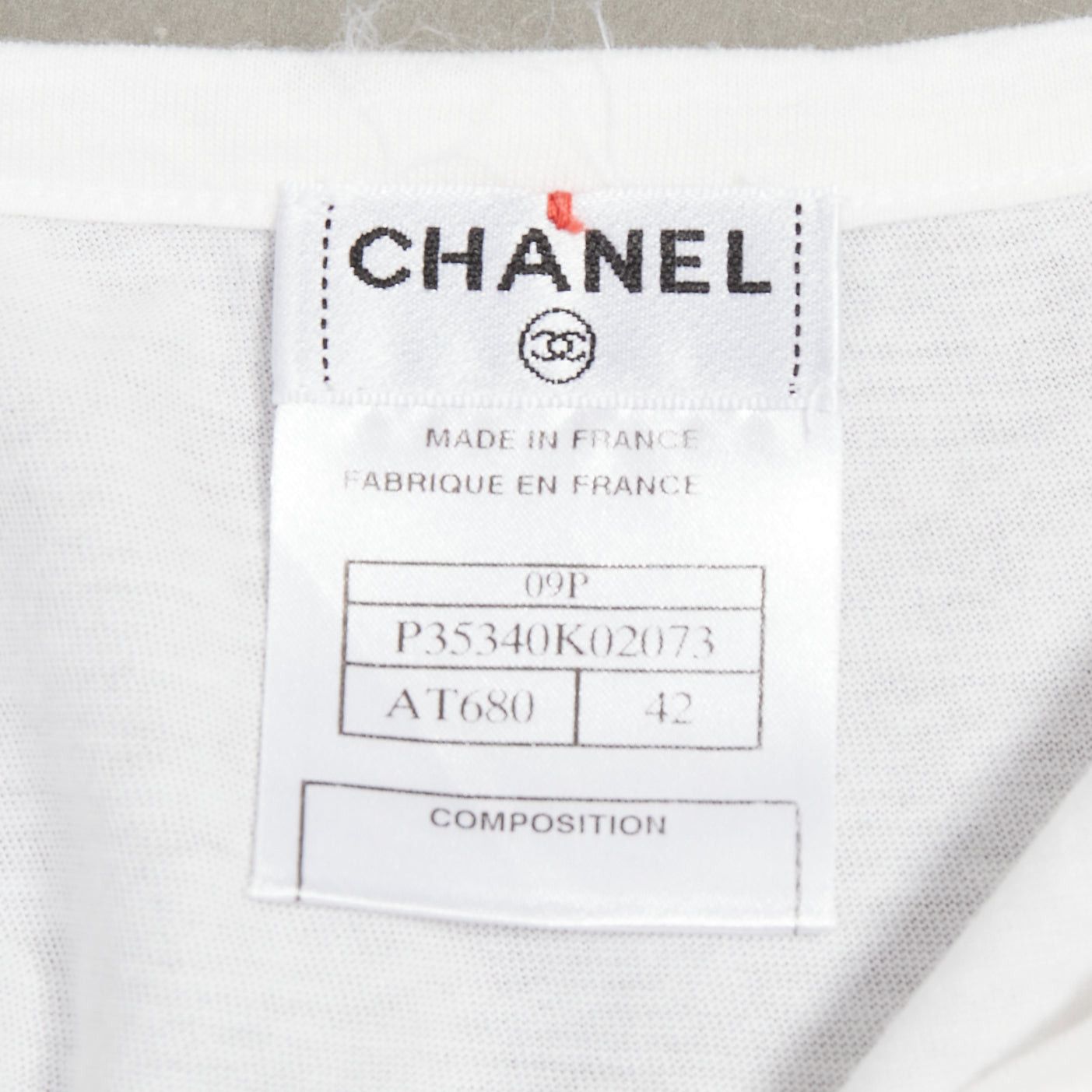 Chanel CHANEL 09P white cotton faux pearl ribbon CC logo short sleeve tshirt FR42 XL Size L / US 10 / IT 46 - 8 Thumbnail