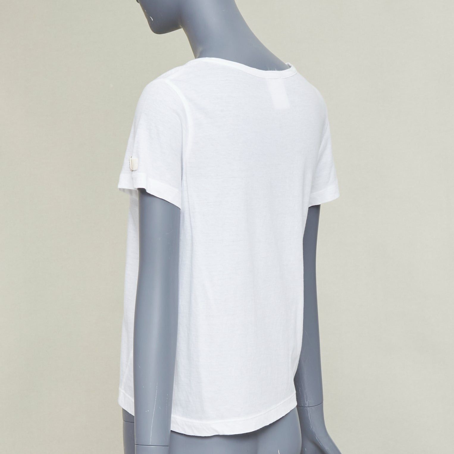 Chanel CHANEL 09P white cotton faux pearl ribbon CC logo short sleeve tshirt FR42 XL Size L / US 10 / IT 46 - 6 Thumbnail