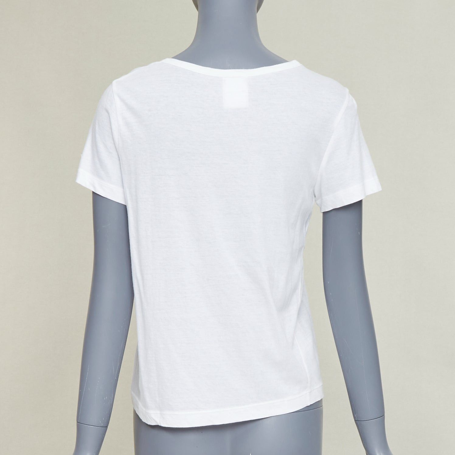 Chanel CHANEL 09P white cotton faux pearl ribbon CC logo short sleeve tshirt FR42 XL Size L / US 10 / IT 46 - 5 Thumbnail