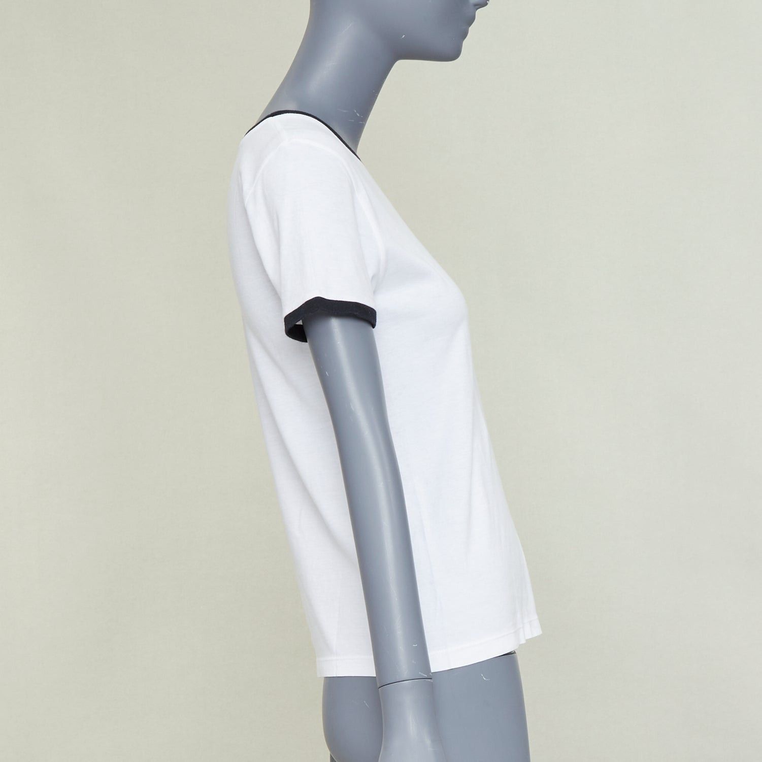 Loewe LOEWE 2024 white black Anagram embroidered slim-fit ringer tshirt S Size S / US 4 / IT 40 - 4 Thumbnail