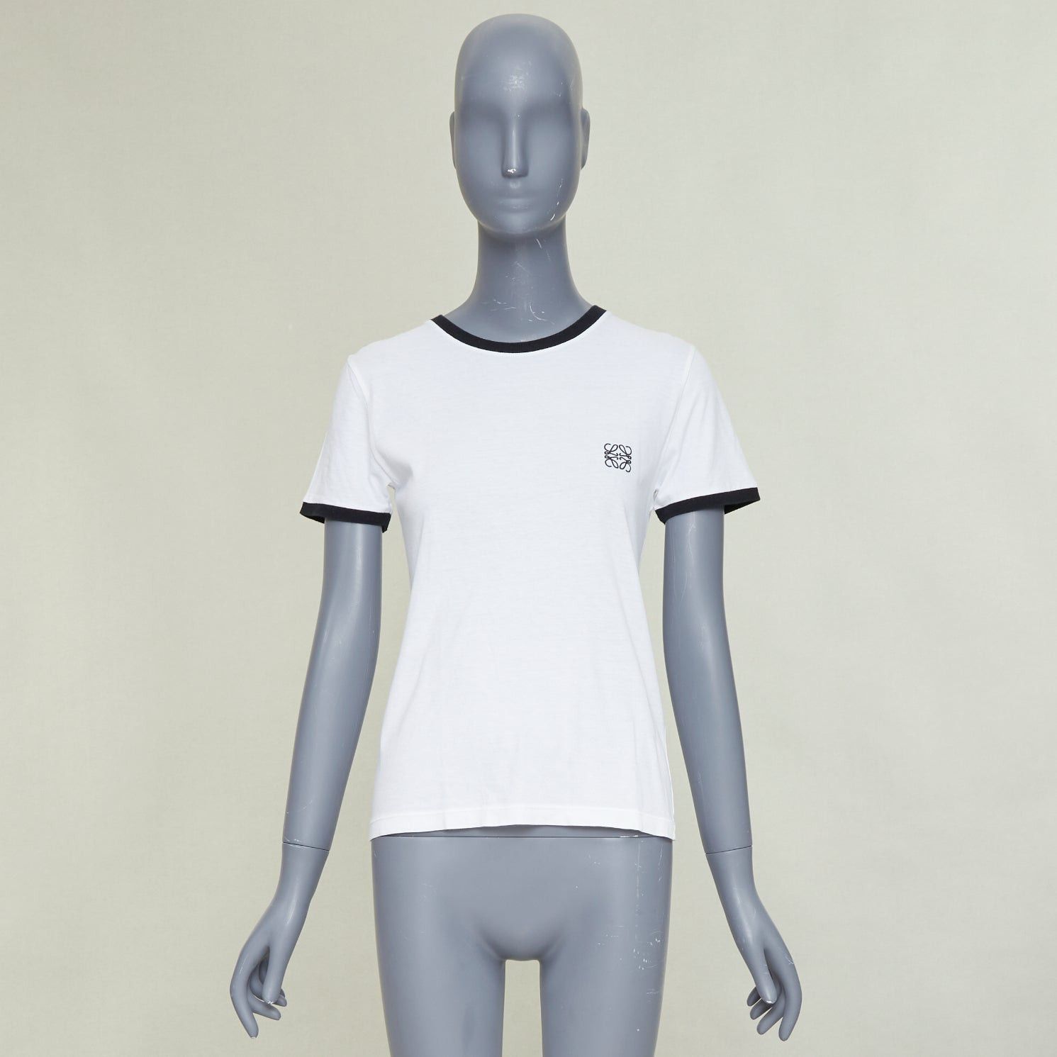 Loewe LOEWE 2024 white black Anagram embroidered slim-fit ringer tshirt S Size S / US 4 / IT 40 - 9 Thumbnail