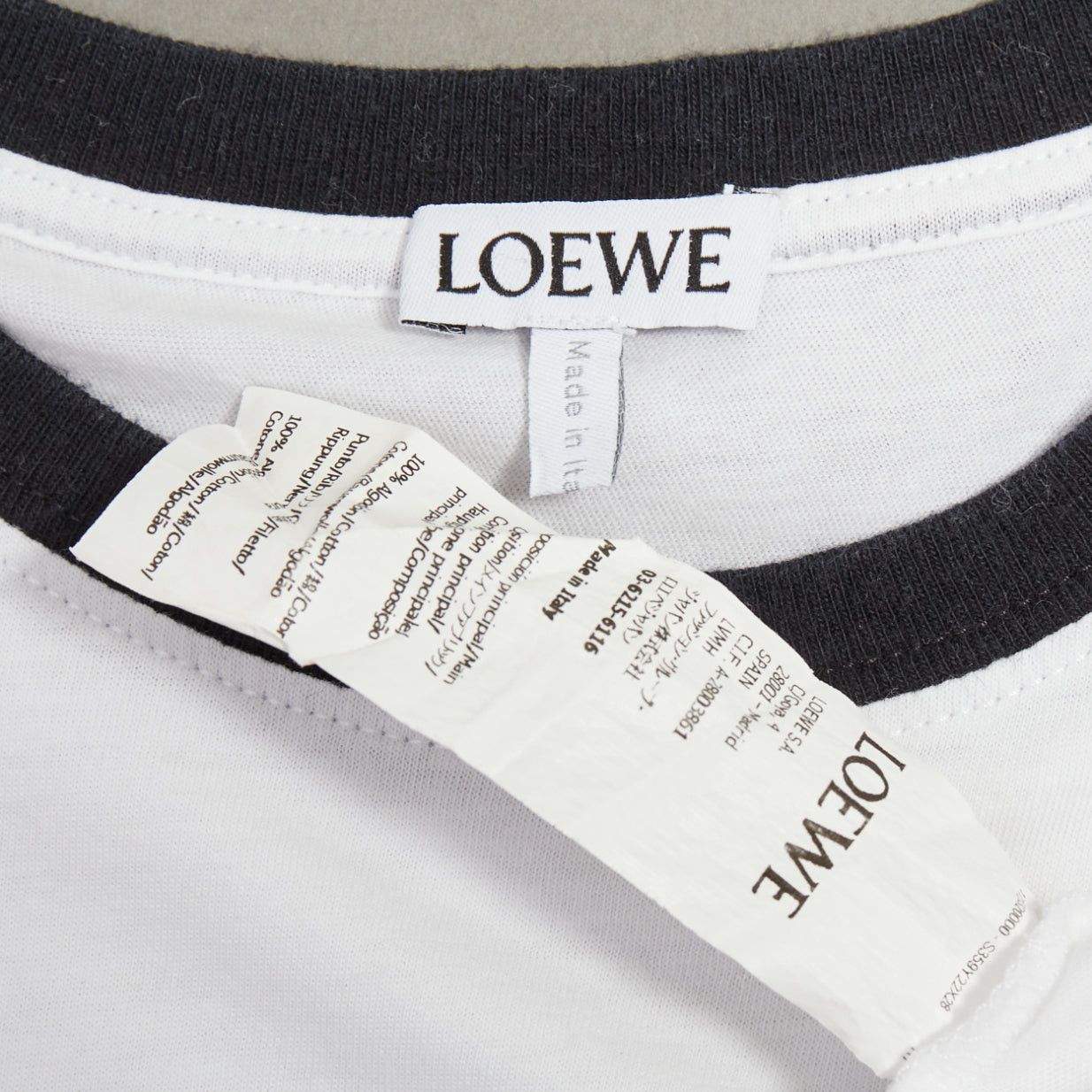 Loewe LOEWE 2024 white black Anagram embroidered slim-fit ringer tshirt S Size S / US 4 / IT 40 - 8 Thumbnail