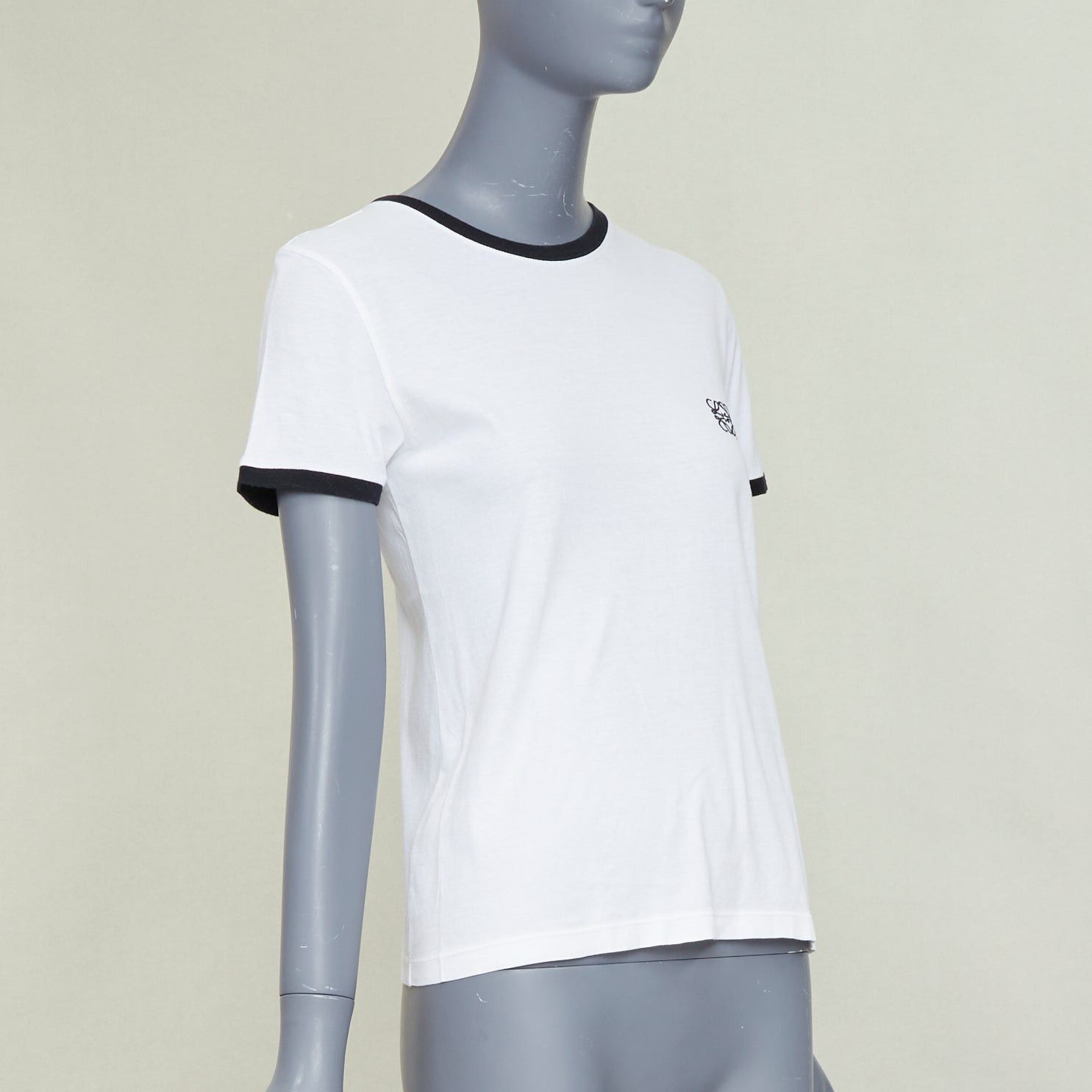 Loewe LOEWE 2024 white black Anagram embroidered slim-fit ringer tshirt S Size S / US 4 / IT 40 - 3 Thumbnail