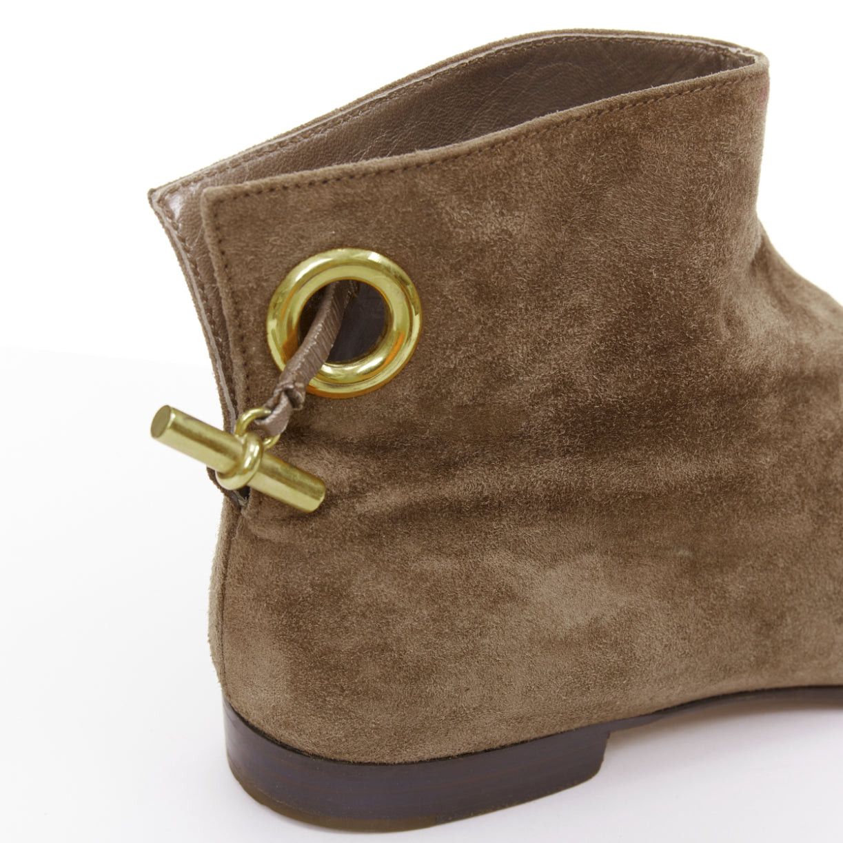 Hermes HERMES brown suede gold Kelly toggle hardware point toe ankle boots EU37.5 Size US 7.5 / IT 37.5 - 8 Thumbnail