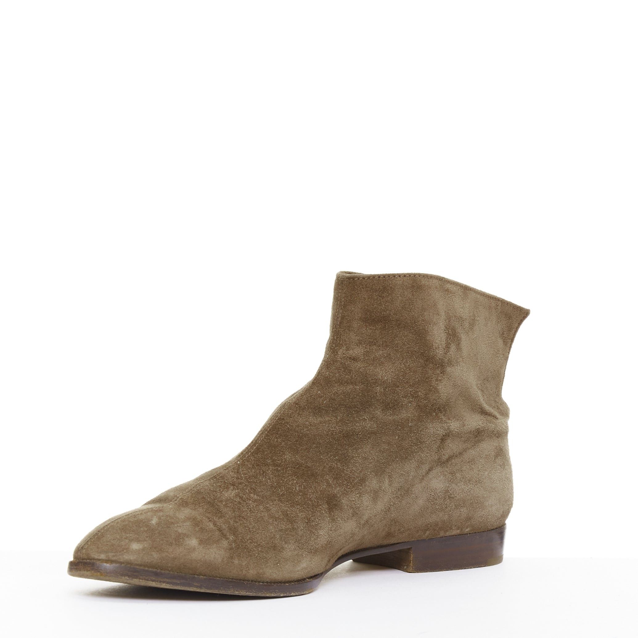 Hermes HERMES brown suede gold Kelly toggle hardware point toe ankle boots EU37.5 Size US 7.5 / IT 37.5 - 4 Thumbnail
