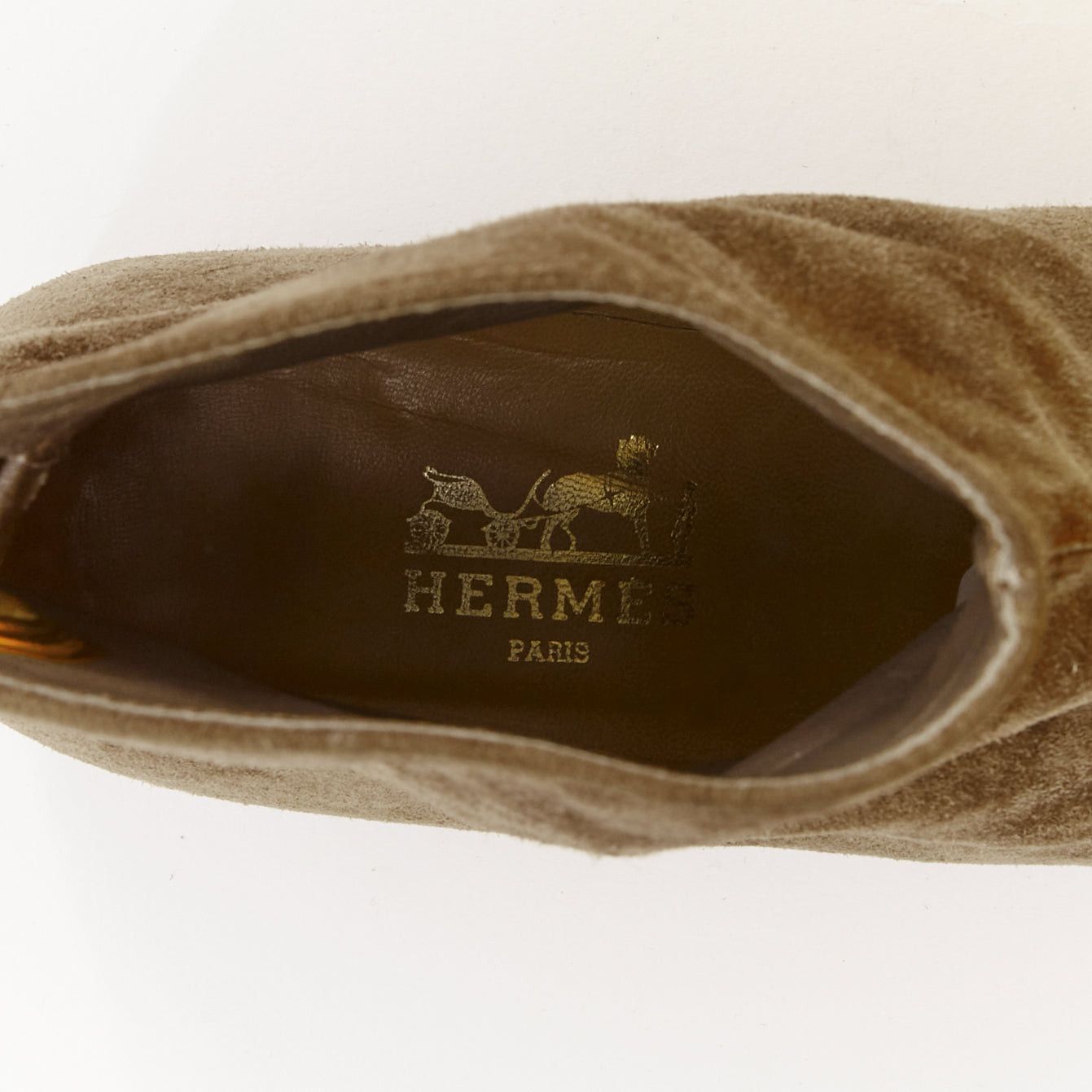 Hermes HERMES brown suede gold Kelly toggle hardware point toe ankle boots EU37.5 Size US 7.5 / IT 37.5 - 10 Thumbnail