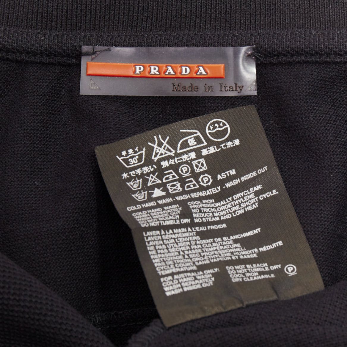 Prada PRADA Linea Rossa black cotton pique red pull half zip polo shirt L Size US L / EU 52-54 / 3 - 8 Thumbnail