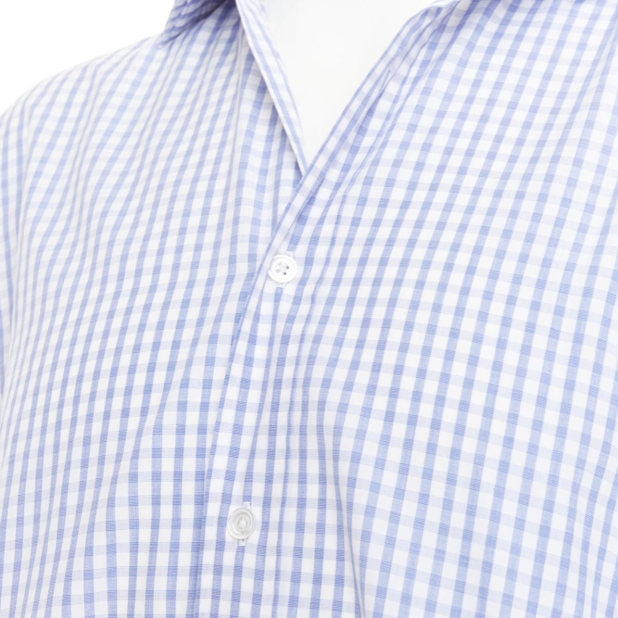 Hermes HERMES blue white checked 100% cotton made in france collared long sleeve shirt EU39 M Size US M / EU 48-50 / 2 - 7 Thumbnail