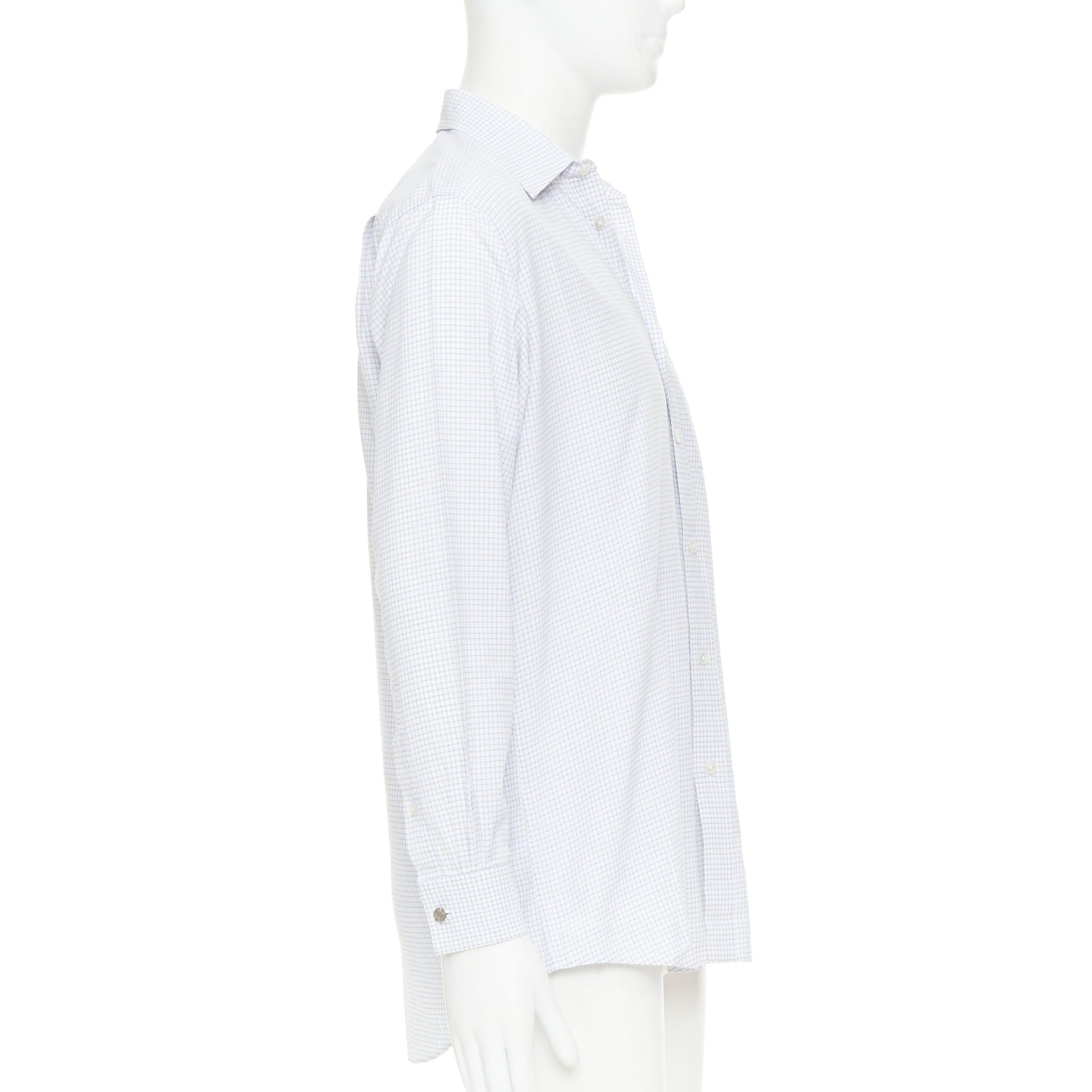 Hermes HERMES white blue small checked cotton collared shirt EU39 M Size US M / EU 48-50 / 2 - 4 Thumbnail