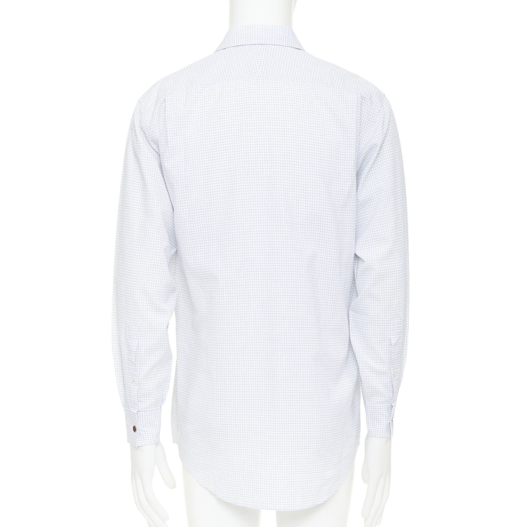 Hermes HERMES white blue small checked cotton collared shirt EU39 M Size US M / EU 48-50 / 2 - 5 Thumbnail