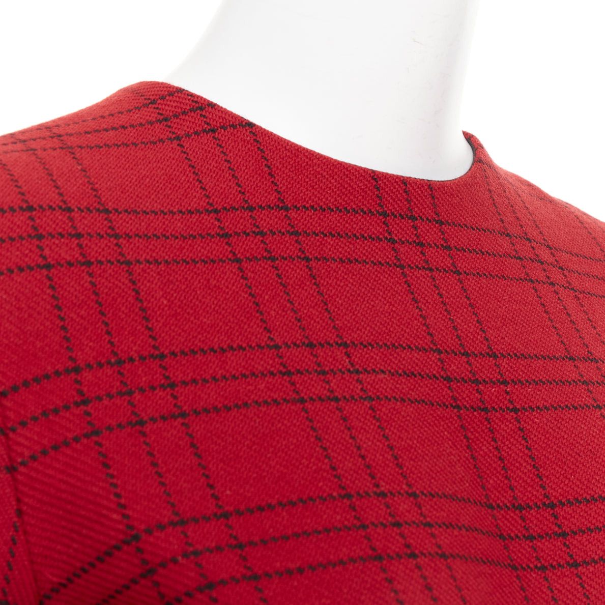 Dior CHRISTIAN DIOR 2018 red plaid check virgin wool belted A-line dress FR36 S Size S / US 4 / IT 40 - 7 Thumbnail
