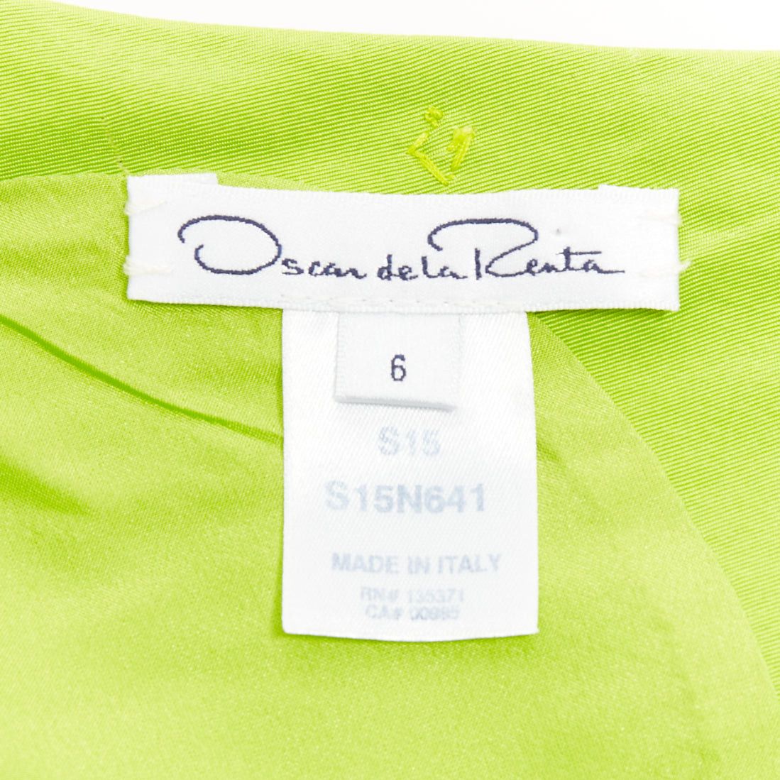 Oscar De La Renta OSCAR DE LA RENTA S15 light green silk organza scalloped eyelet fir flared dress US6 M Size M / US 6-8 / IT 42-44 - 8 Thumbnail