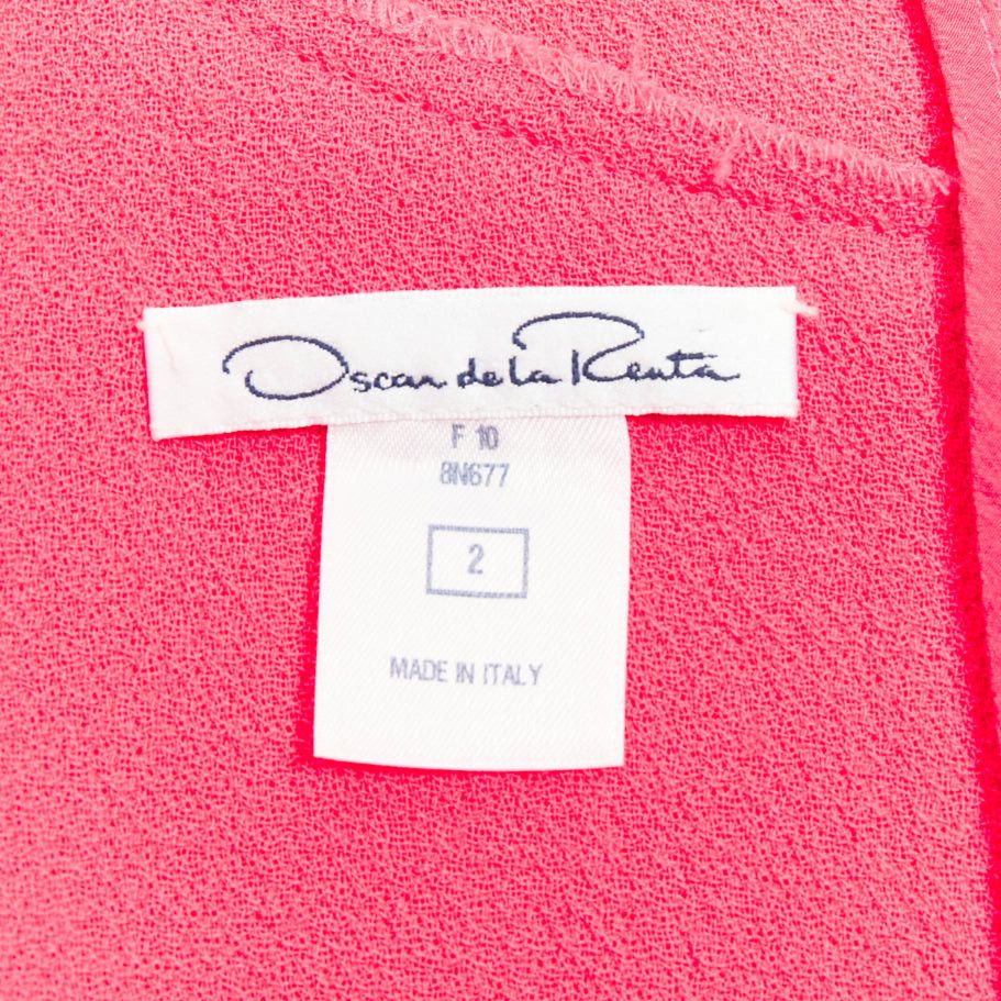 Oscar De La Renta OSCAR DE LA RENTA F10 pink 100% wool panelled round neck pleated A-line dress US2 S Size S / US 4 / IT 40 - 8 Thumbnail
