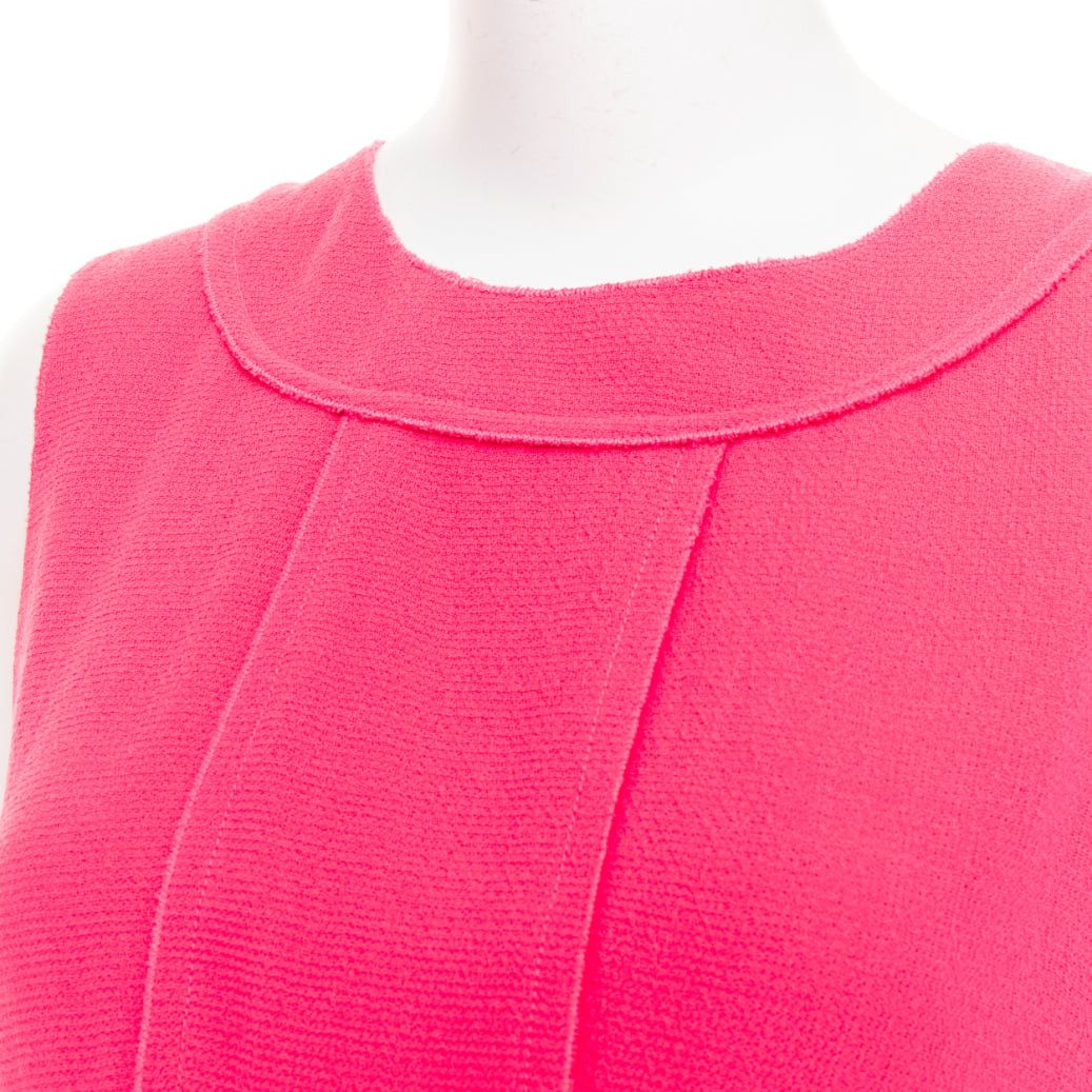 Oscar De La Renta OSCAR DE LA RENTA F10 pink 100% wool panelled round neck pleated A-line dress US2 S Size S / US 4 / IT 40 - 2 Thumbnail