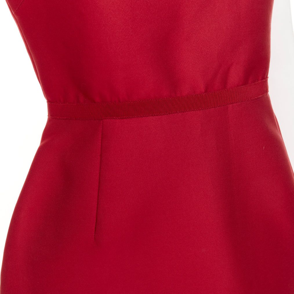 Giambattista Valli GIAMBATTISTA VALLI red polyester silk grosgrain waist trim crew neck shift dress IT44 M Size M / US 6-8 / IT 42-44 - 2 Thumbnail