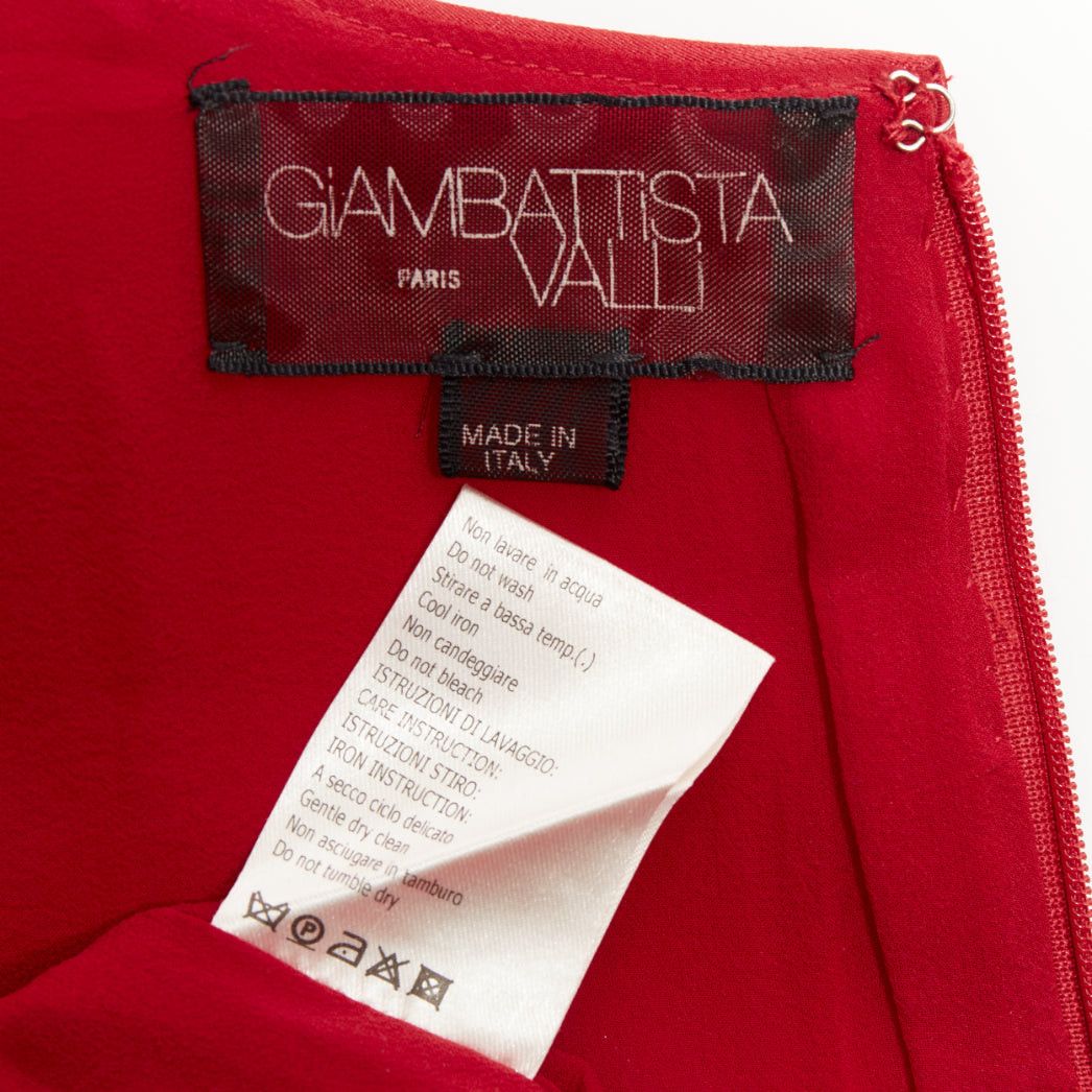 Giambattista Valli GIAMBATTISTA VALLI red polyester silk grosgrain waist trim crew neck shift dress IT44 M Size M / US 6-8 / IT 42-44 - 8 Thumbnail